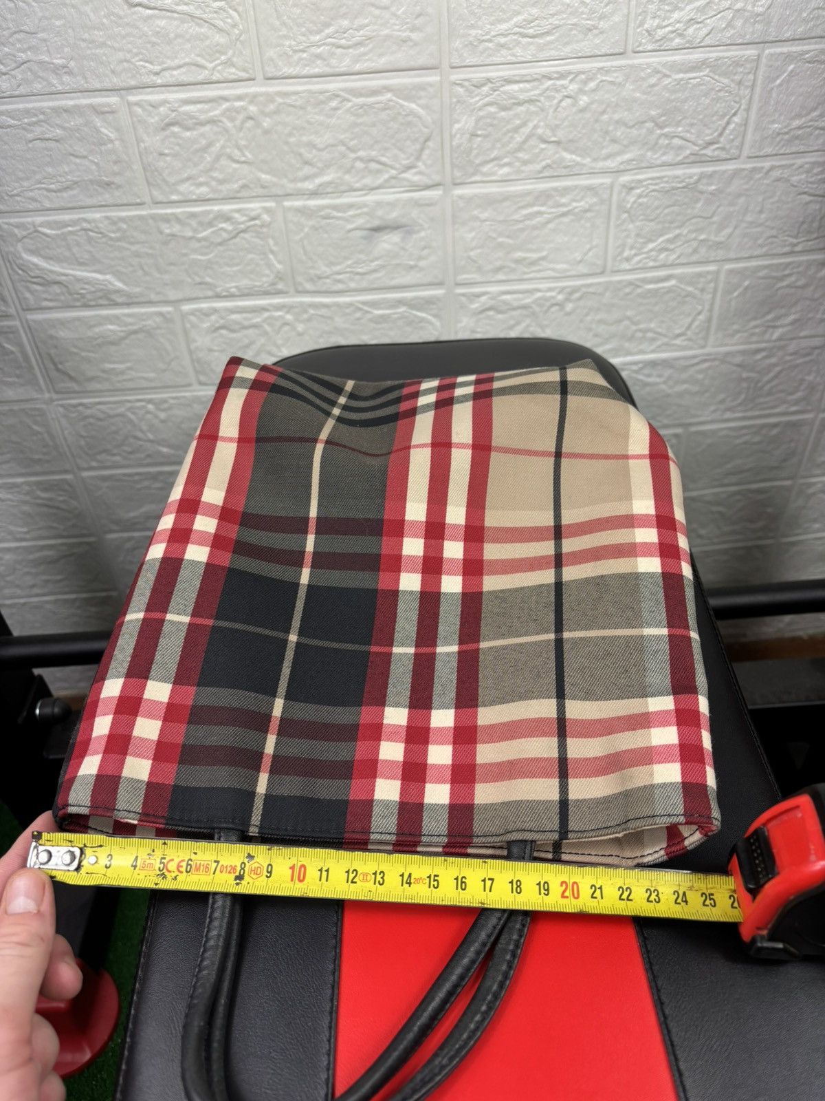 Burberry BURBERRY Nova Check Hand Bag Canvas Red Size ONE SIZE - 16 Thumbnail
