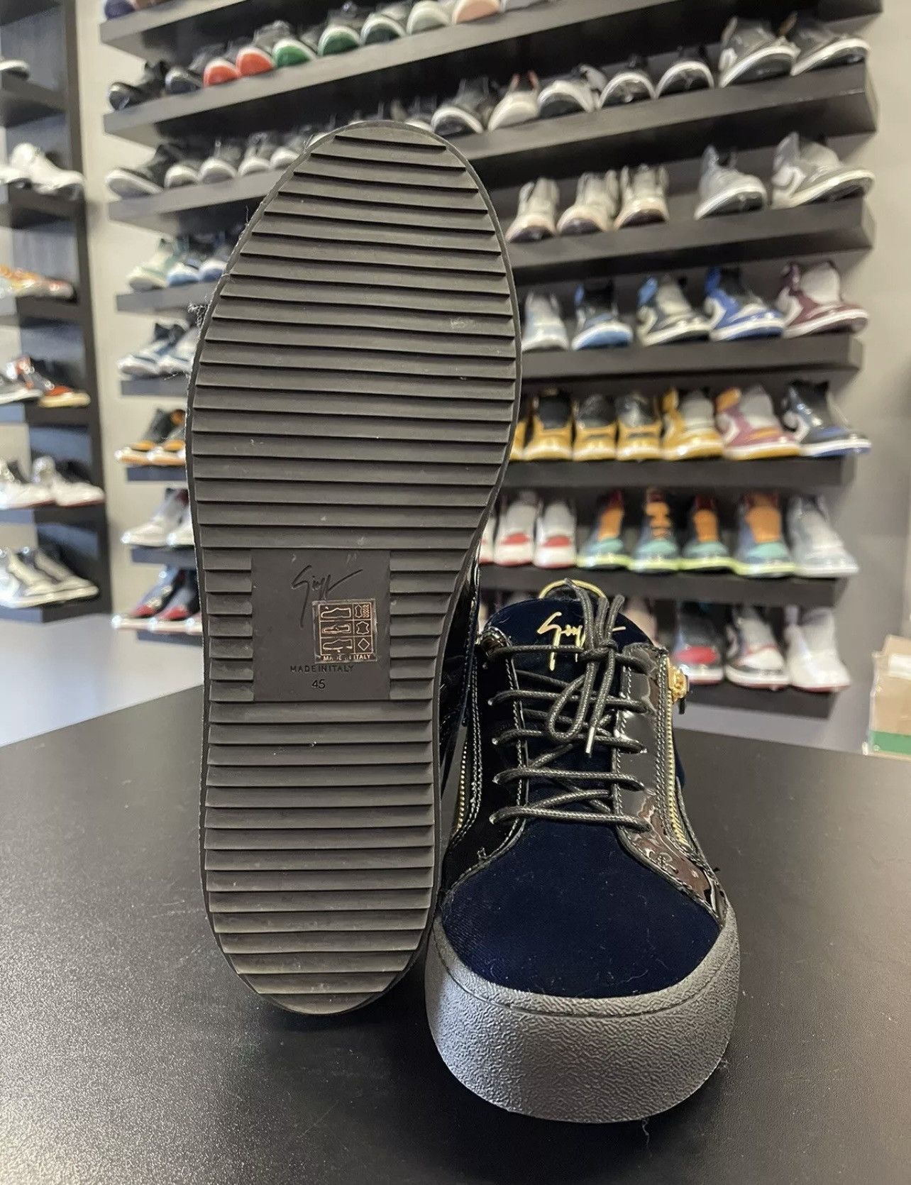 Giuseppe Zanotti Size 12 - Giuseppe Zanotti Men’s Frankie" Blue Velvet Black Size US 12 / EU 45 - 14 Thumbnail