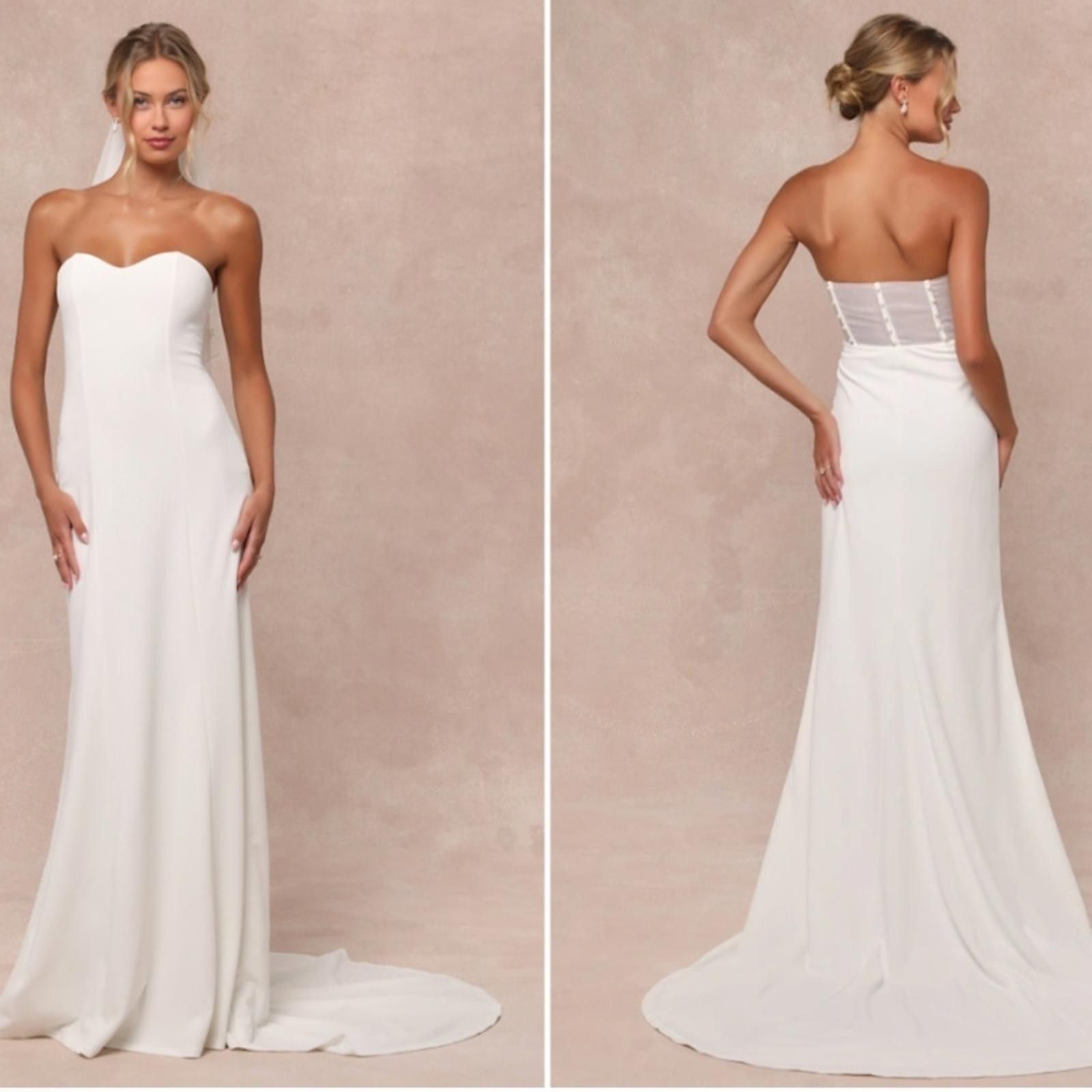 Lulus LULU's Wedding Bridal Elegant Sexy Pearl Bustier Gown Size S / US 4 / IT 40 - 4 Thumbnail
