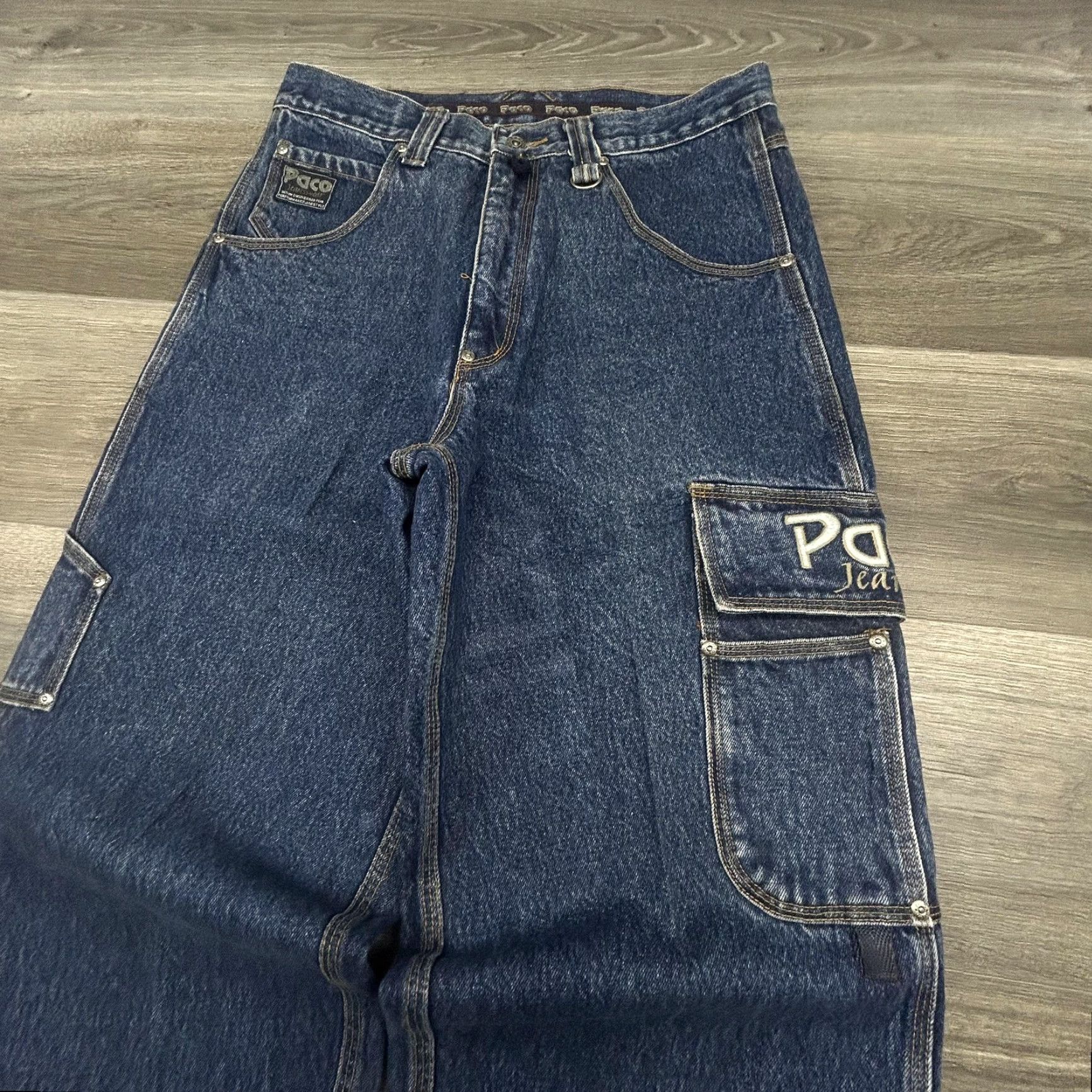 Vintage VINTAGE Paco Jeans Mens 32x32 Blue Baggy Cargo Carpenter Wide Leg Y2K Streetwear Size US 32 / EU 48 - 3 Thumbnail