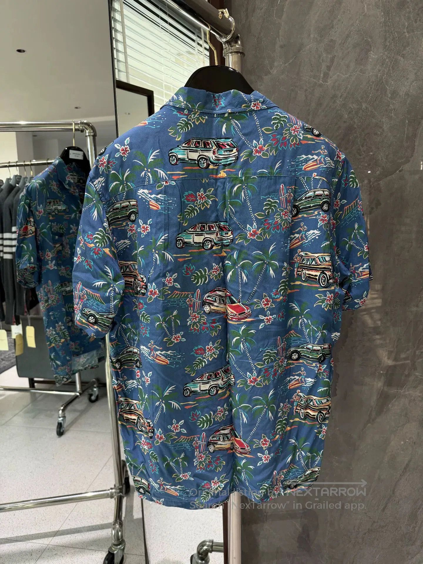 Saint Laurent Paris Saint Laurent Blue Palm Tree Print Shirt. Size US M / EU 48-50 / 2 - 2 Thumbnail