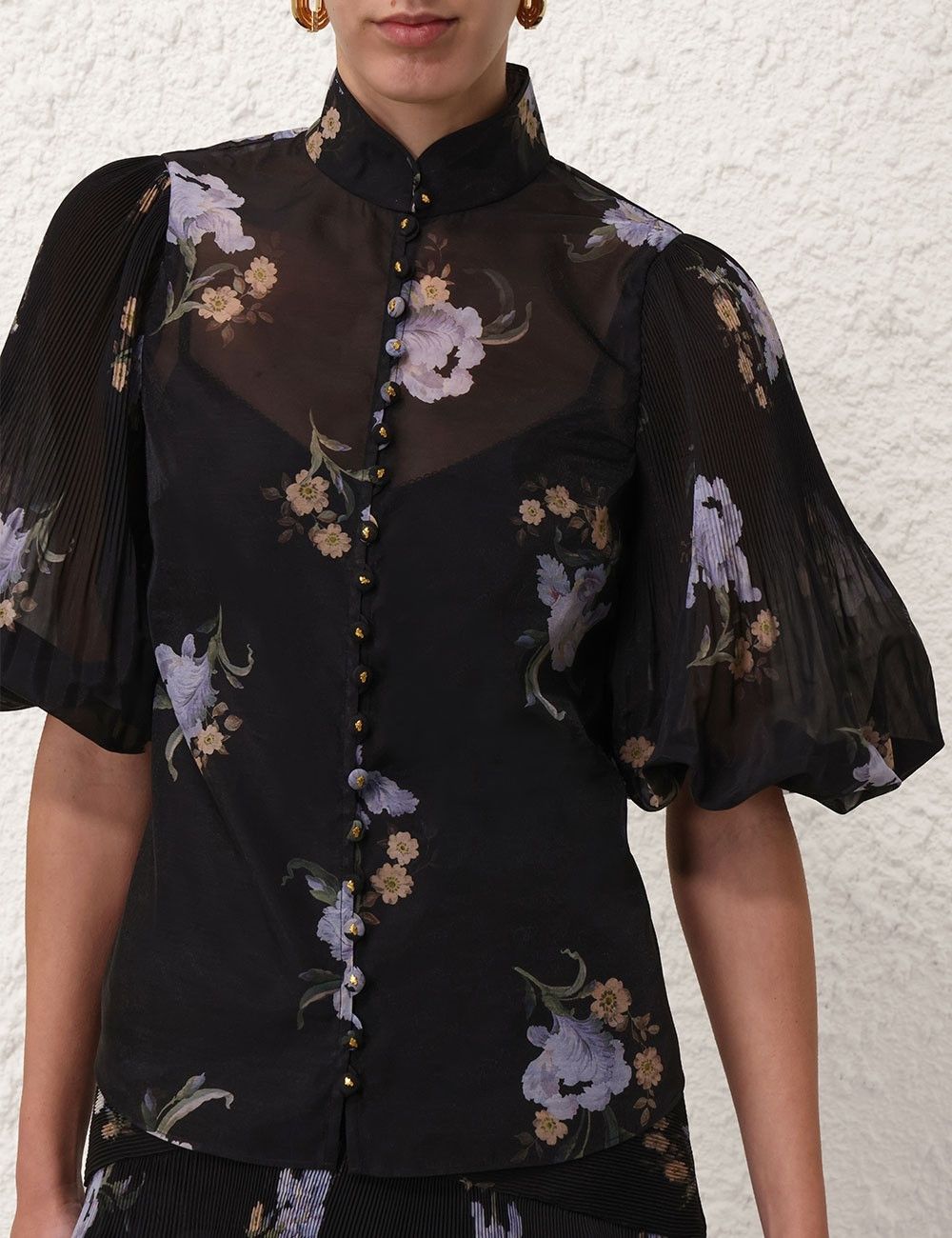 Zimmermann oc11z0825 Pleated Buttoned Blouse in Black Size L / US 10 / IT 46 - 5 Thumbnail