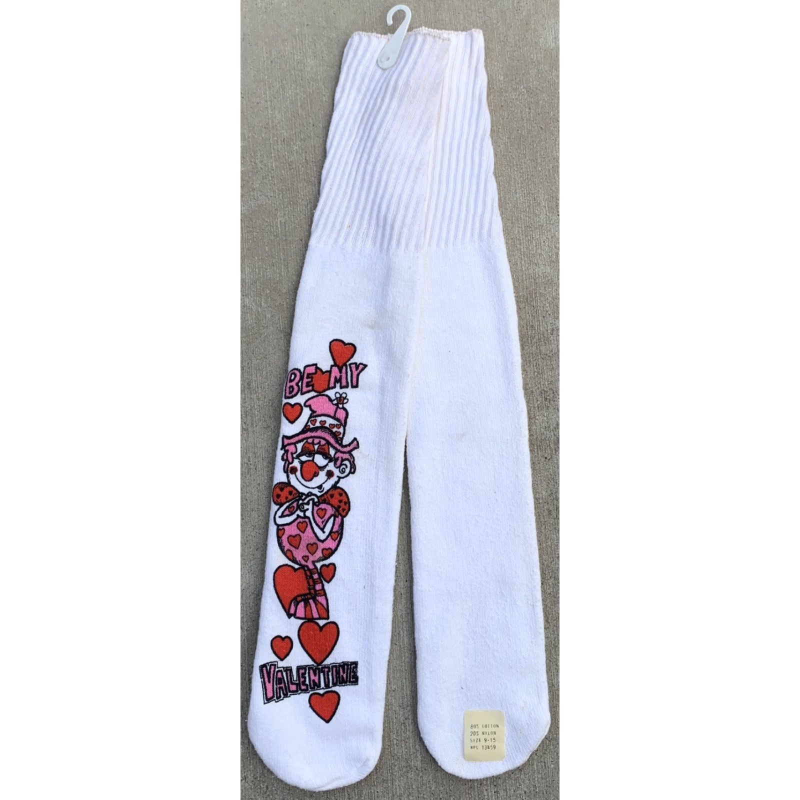 Vintage VINTAGE Be My Valentine Novelty Tube Socks Valentine 80s 90s Unisex Adults 9-15 Ivory Knee High Socks Size ONE SIZE - 5 Thumbnail
