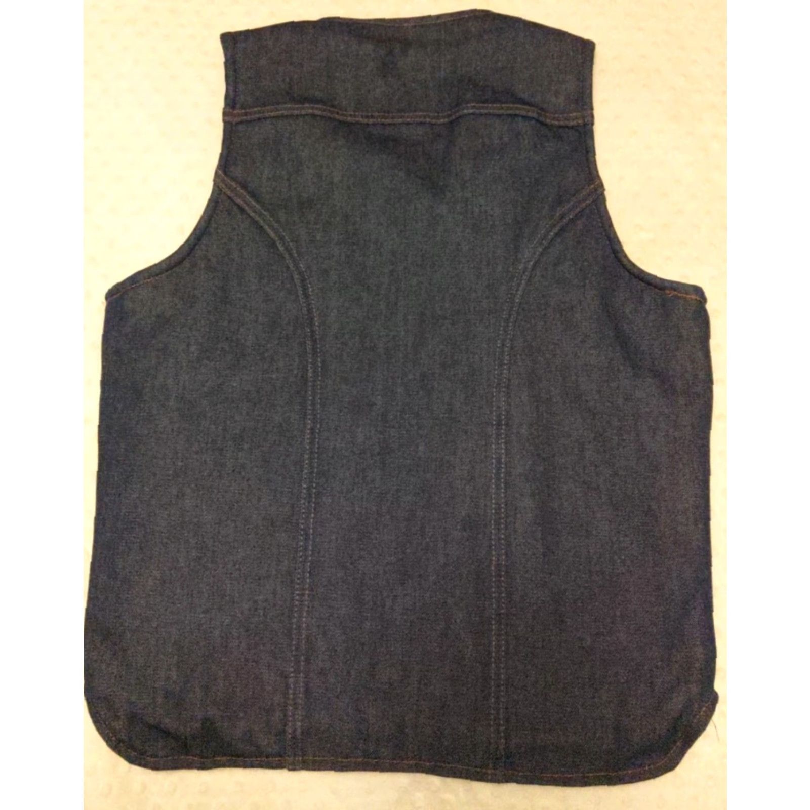 Wrangler VTG Wrangler Denim SHERPA Lined VEST Biker Western USA Medium M Mens Blue Cotton Denim Vest Size US 31 - 6 Thumbnail