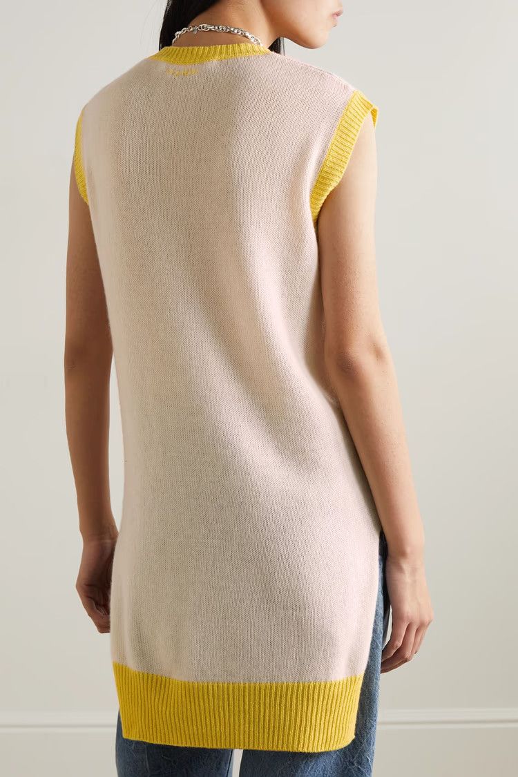 Marni o1y1125 Cashmere Blend Sweater in Light Pink/Yellow Size XS / US 0-2 / IT 36-38 - 2 Thumbnail