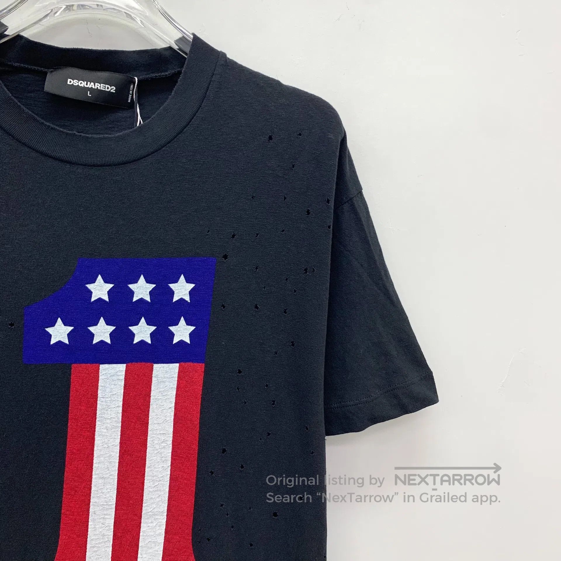 Dsquared2 Dsquared2 Black Hole Letter American Flag Print Cotton Rou Size US L / EU 52-54 / 3 - 3 Thumbnail