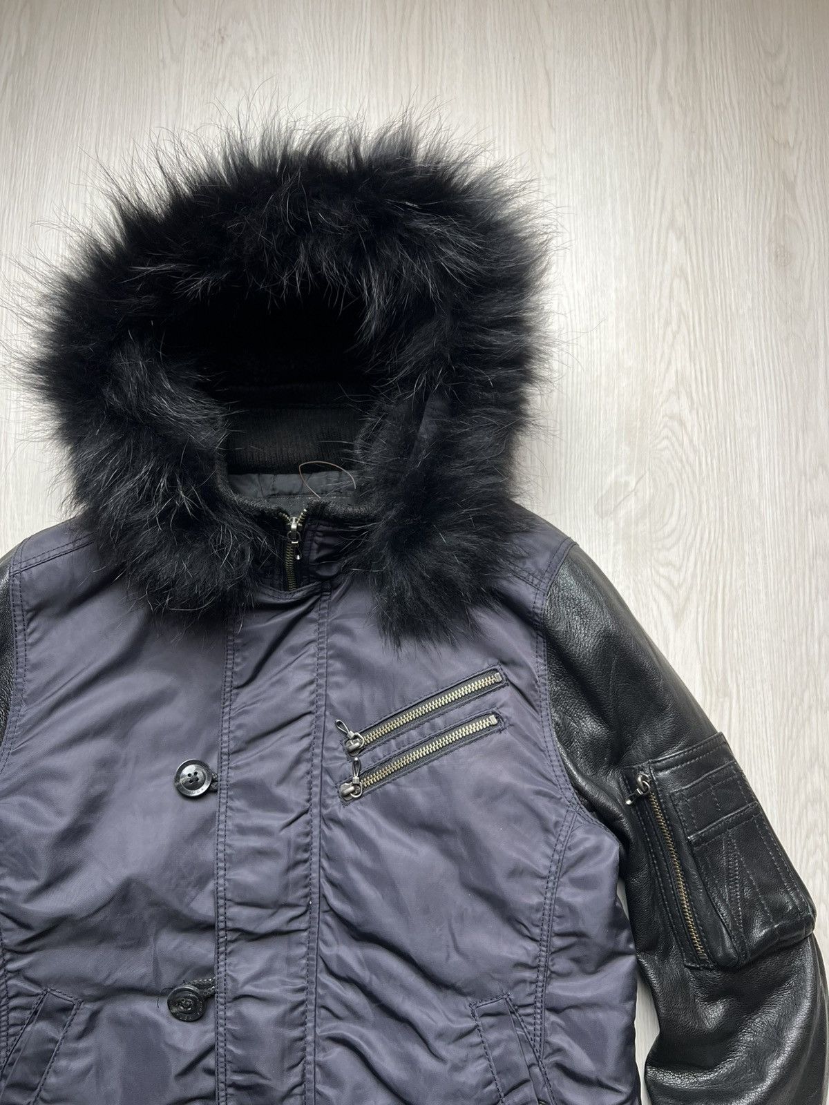 If Six Was Nine Crazy Fuga Raccoon Fur Leather Bomber Jacket Size US S / EU 44-46 / 1 - 2 Thumbnail