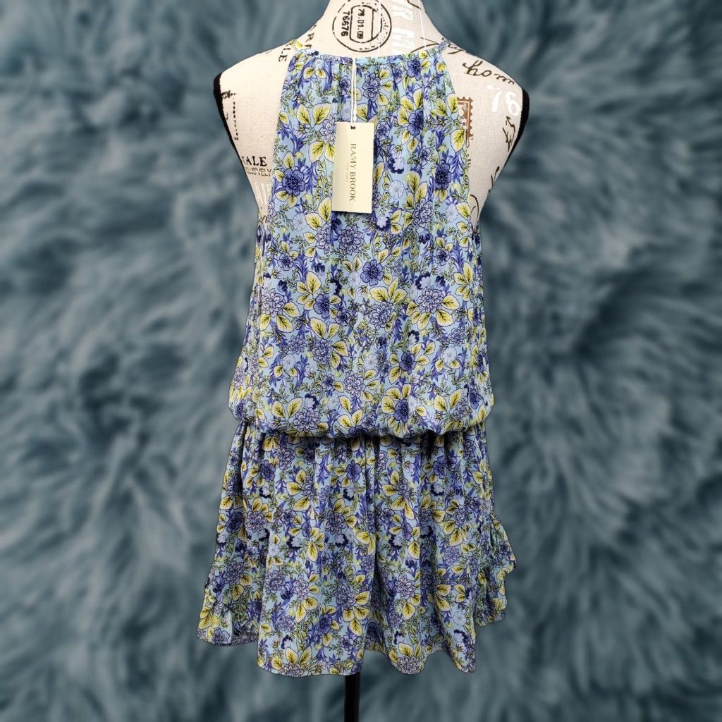 Ramy Brook Ramy Brook Halter Dress Womens L Floral Lined Smocked Waist Peplum Hem Pencil? Size L / US 10 / IT 46 - 1 Thumbnail