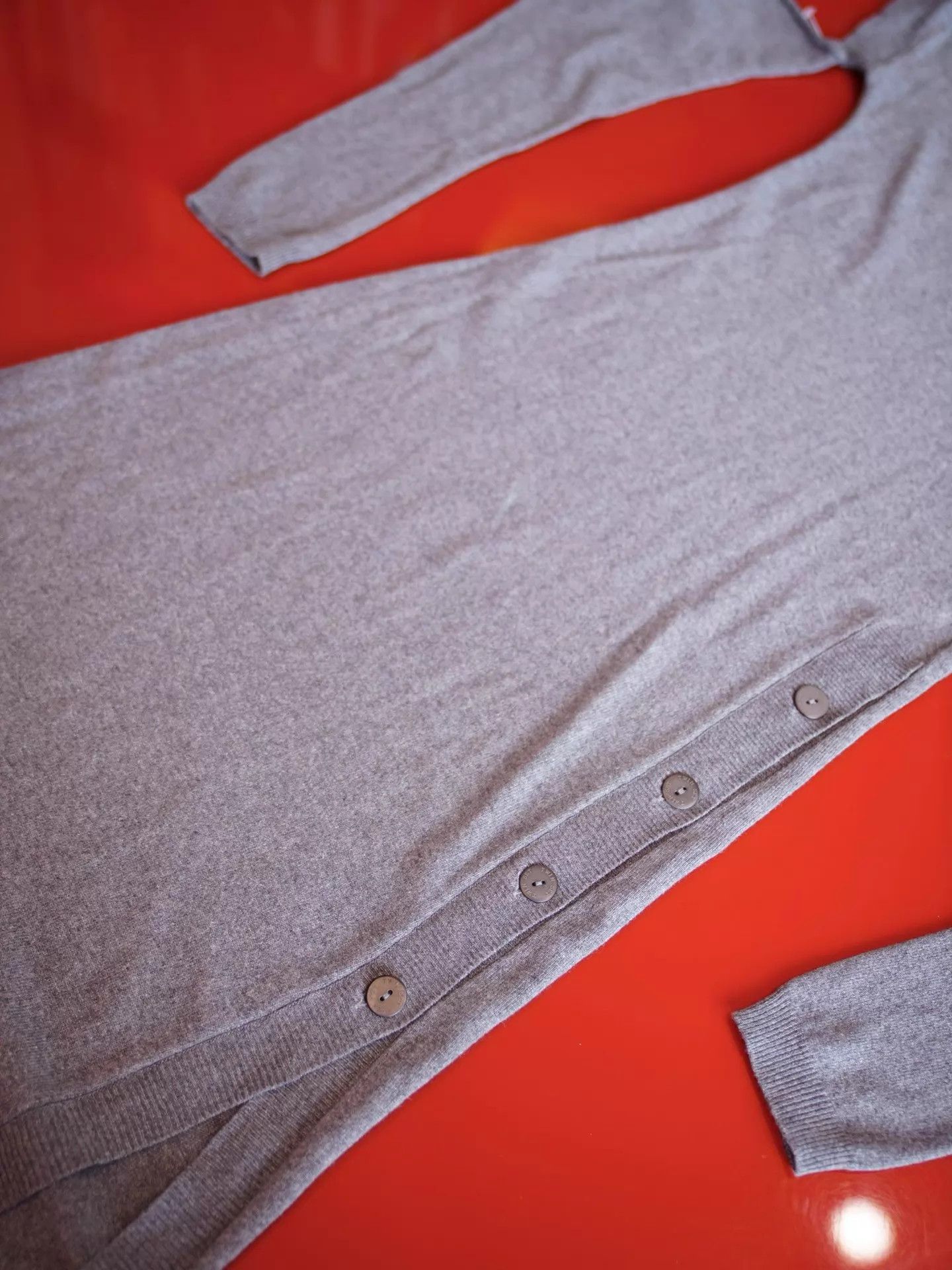 Other Italian Gray Wool-Cashmere Knit High Neck Side Slit Dress Size S / US 4 / IT 40 - 6 Thumbnail
