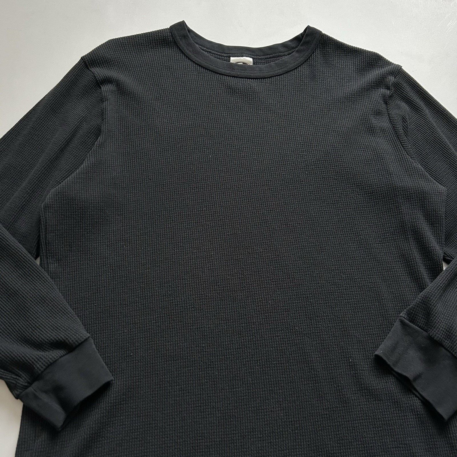 Vintage Vintage Black Thermal Long Sleeve Shirt XL Waffle Knit Faded Size US XL / EU 56 / 4 - 2 Thumbnail