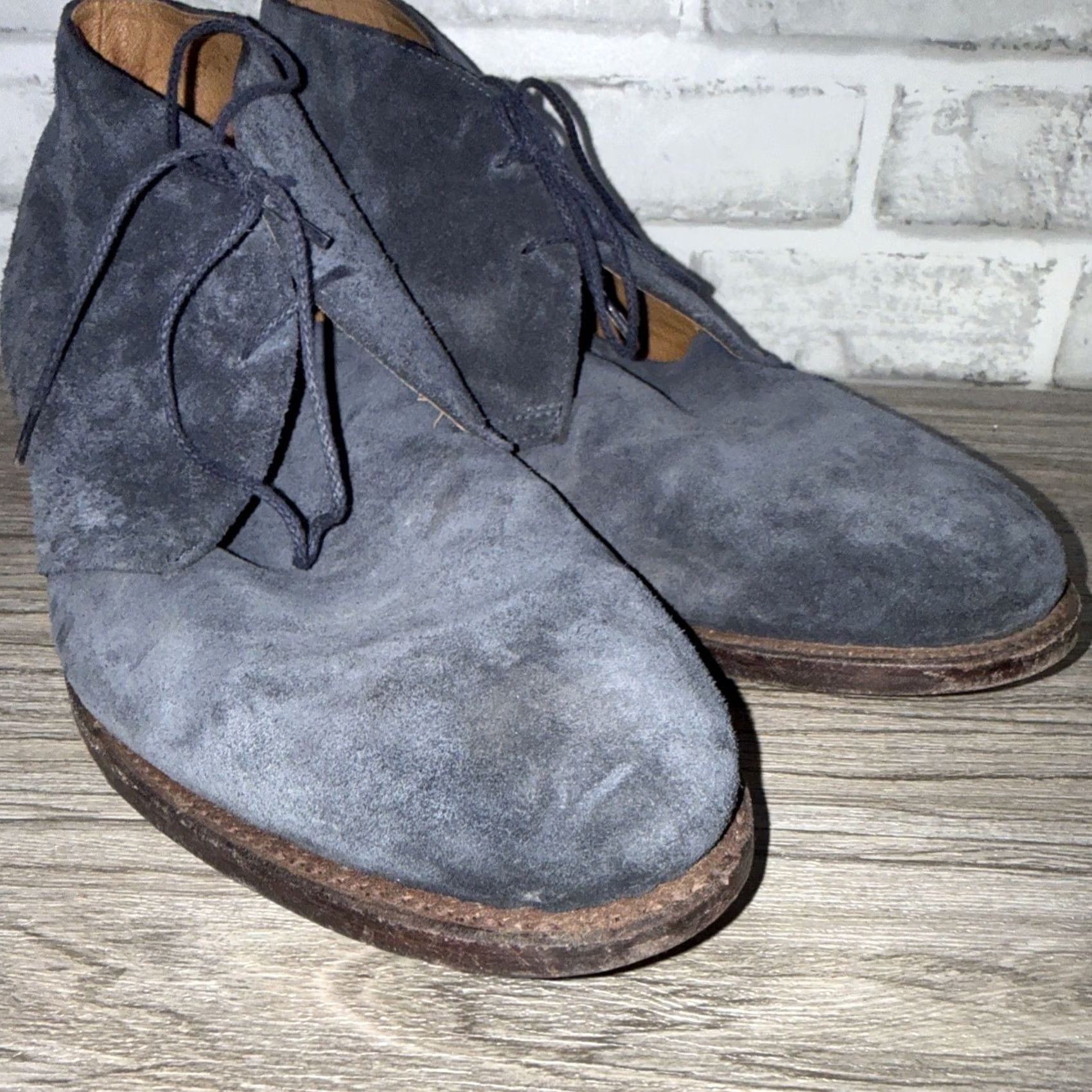 J.Crew VINTAGE J.CREW Blue Suede Leather Boots Mens Size 11 Chukka Boots Leather Mens 11 Blue Leather Boots Size US 11 / EU 44 - 3 Thumbnail