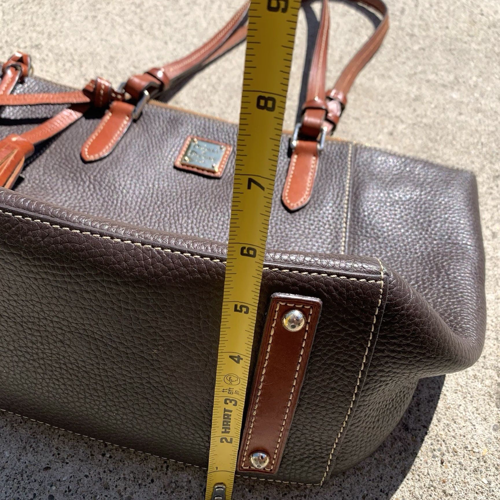 Dooney & Bourke VINTAGE Dooney & Bourke Tote Bag Women Medium Leather Pebbled Brown 2000s Designer Casual Size ONE SIZE - 3 Thumbnail