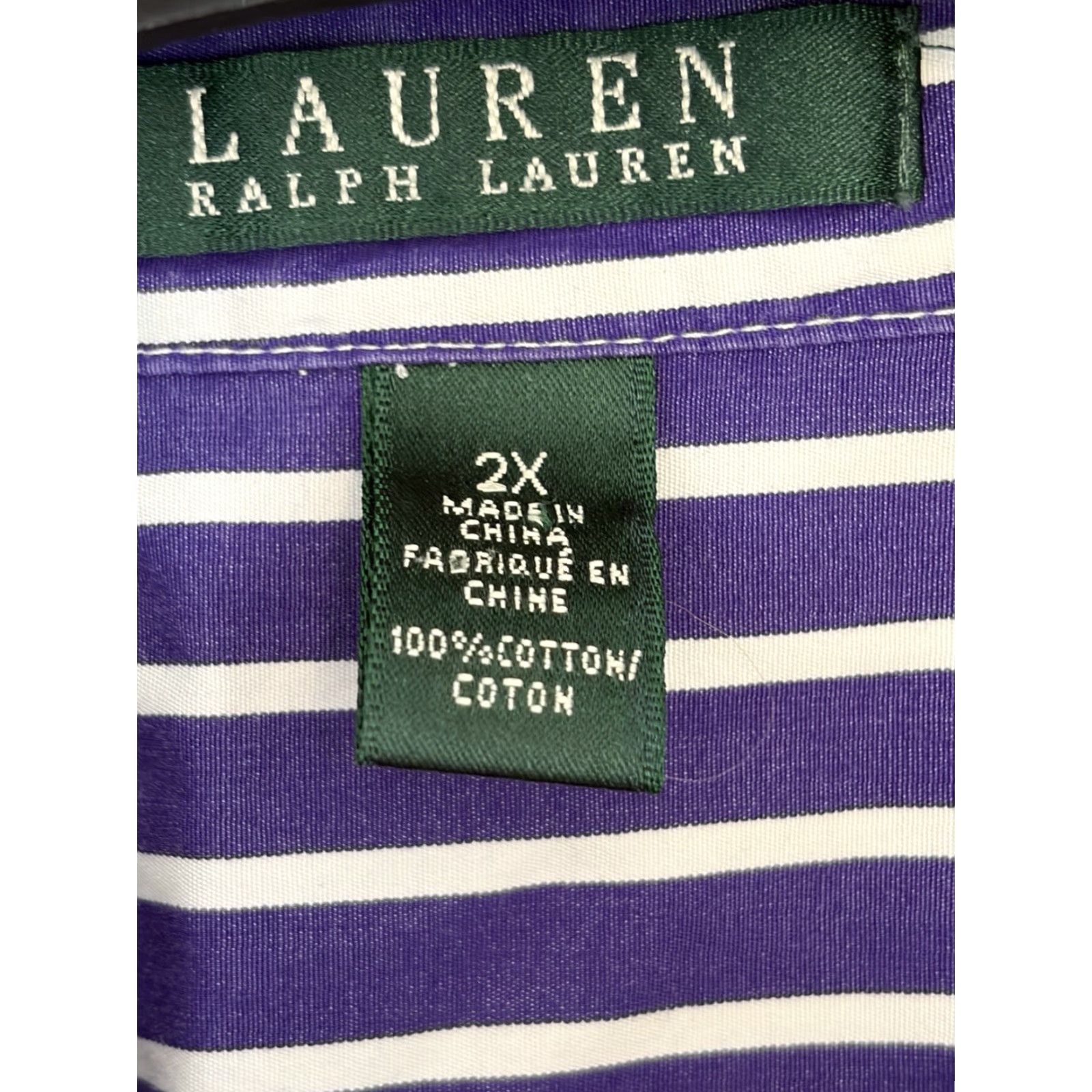 Ralph Lauren Lauren Ralph Lauren Womens Purple Button Up Dress Shirt Striped size 2X Size XXL / US 16-18 / IT 52-54 - 6 Thumbnail