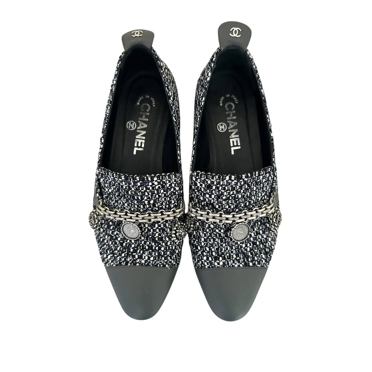Chanel Chanel Tweed Chain Cap-Toe Loafers Sz 37.5 Size US 6.5 / IT 36.5 - 3 Thumbnail