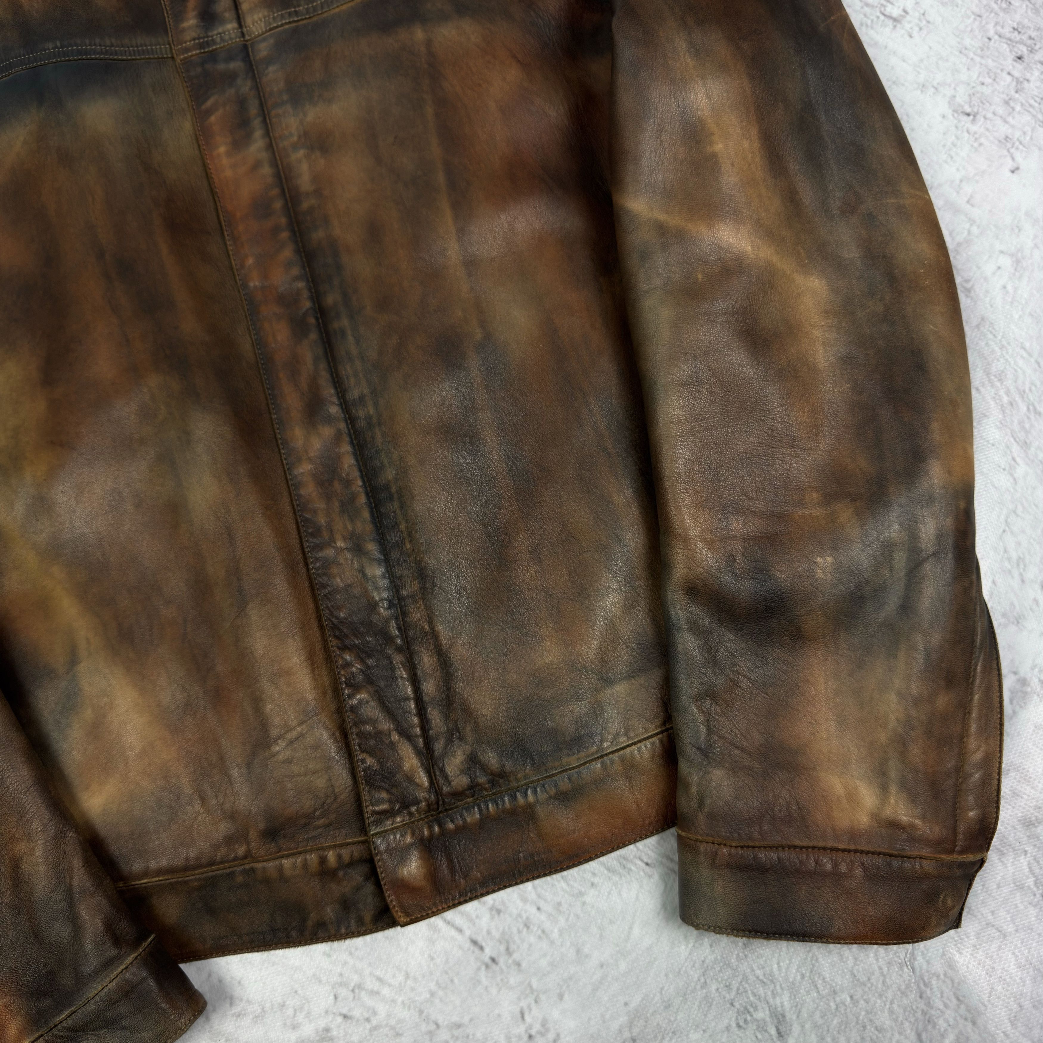 Mulberry Mulberry Men's Distressed Leather Full Zip Biker Jacket 40 Size US M / EU 48-50 / 2 - 13 Thumbnail