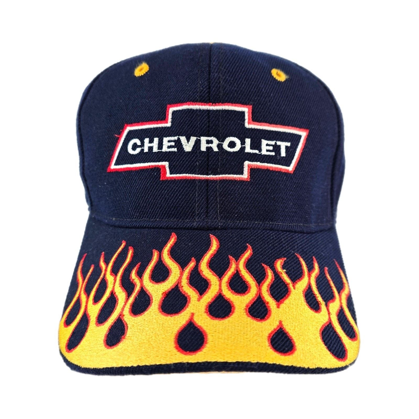 Other Vintage Chevrolet Chevy Navy Strapback Wool Hat Cap Flames Size ONE SIZE - 1 Thumbnail