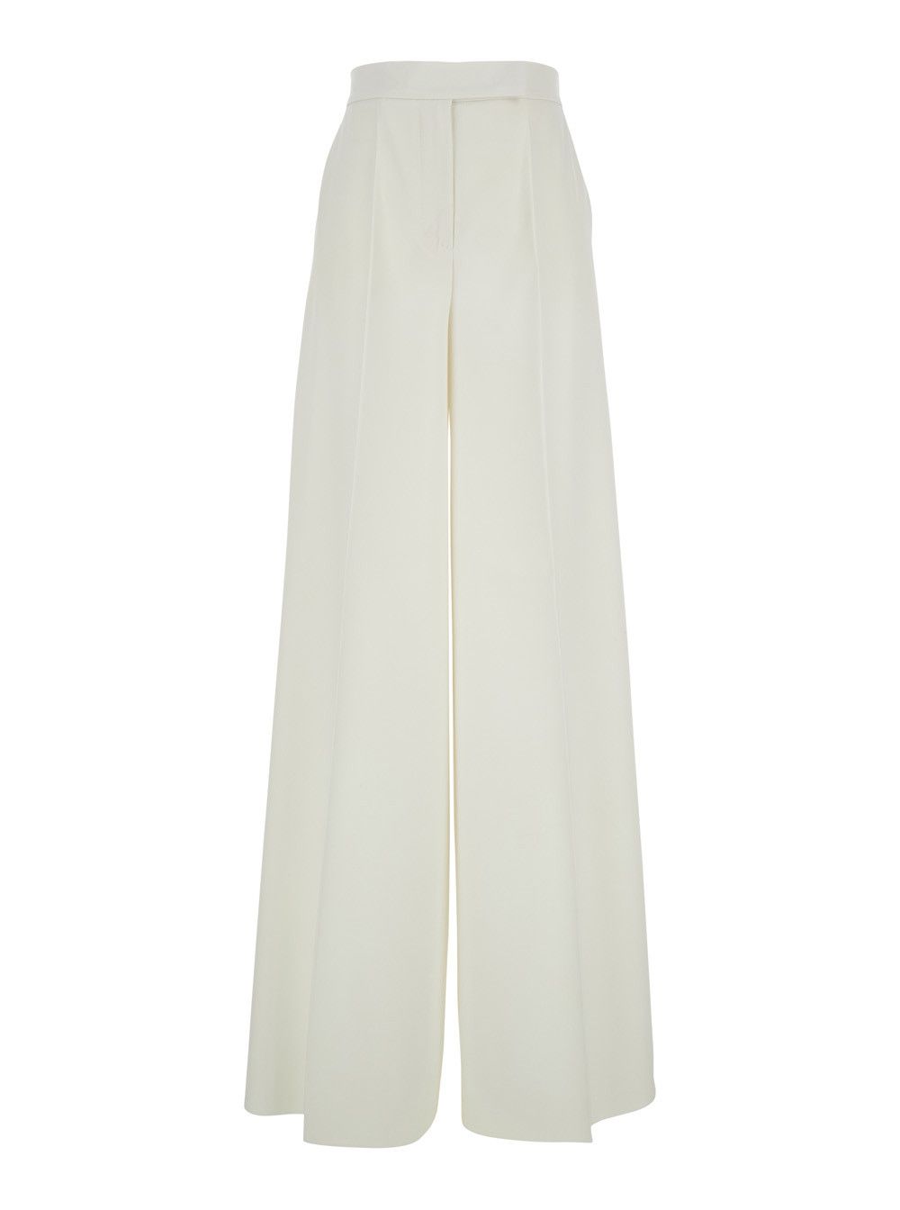 Max Mara 'Ninfa' White Wide Leg Pants in Virgin Wool Woman Size 32" / US 10 / IT 46 - 1 Thumbnail