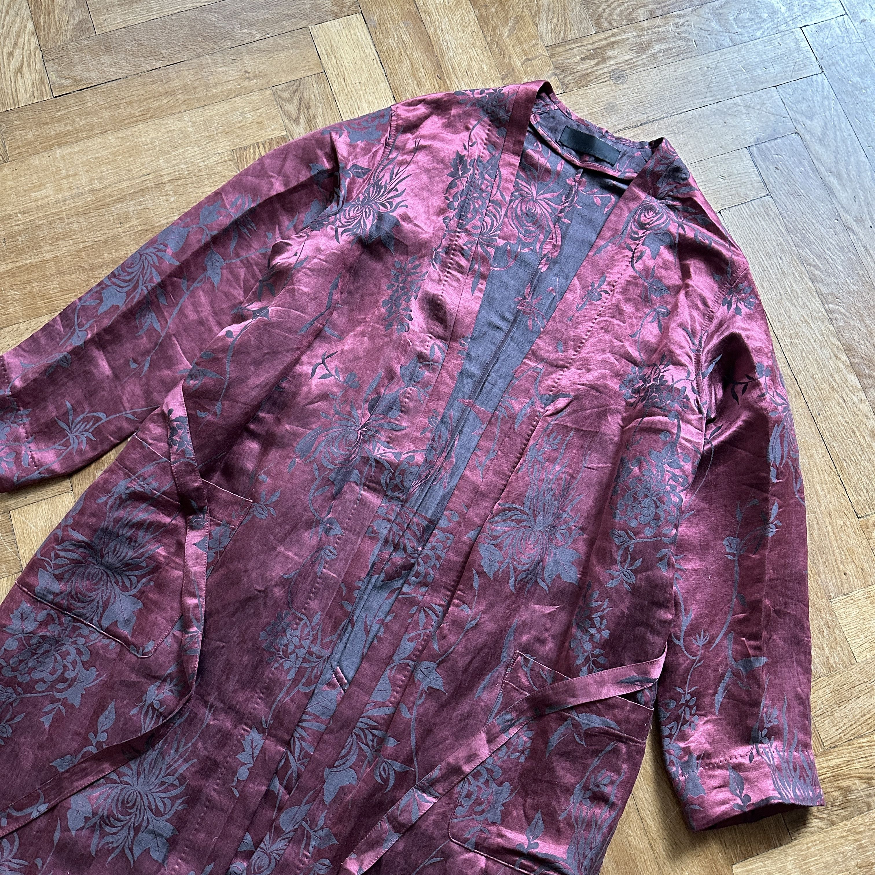 Haider Ackermann SS15 Floral Linen/Silk Oversized Belted Kimono Size US XS / EU 42 / 0 - 6 Thumbnail