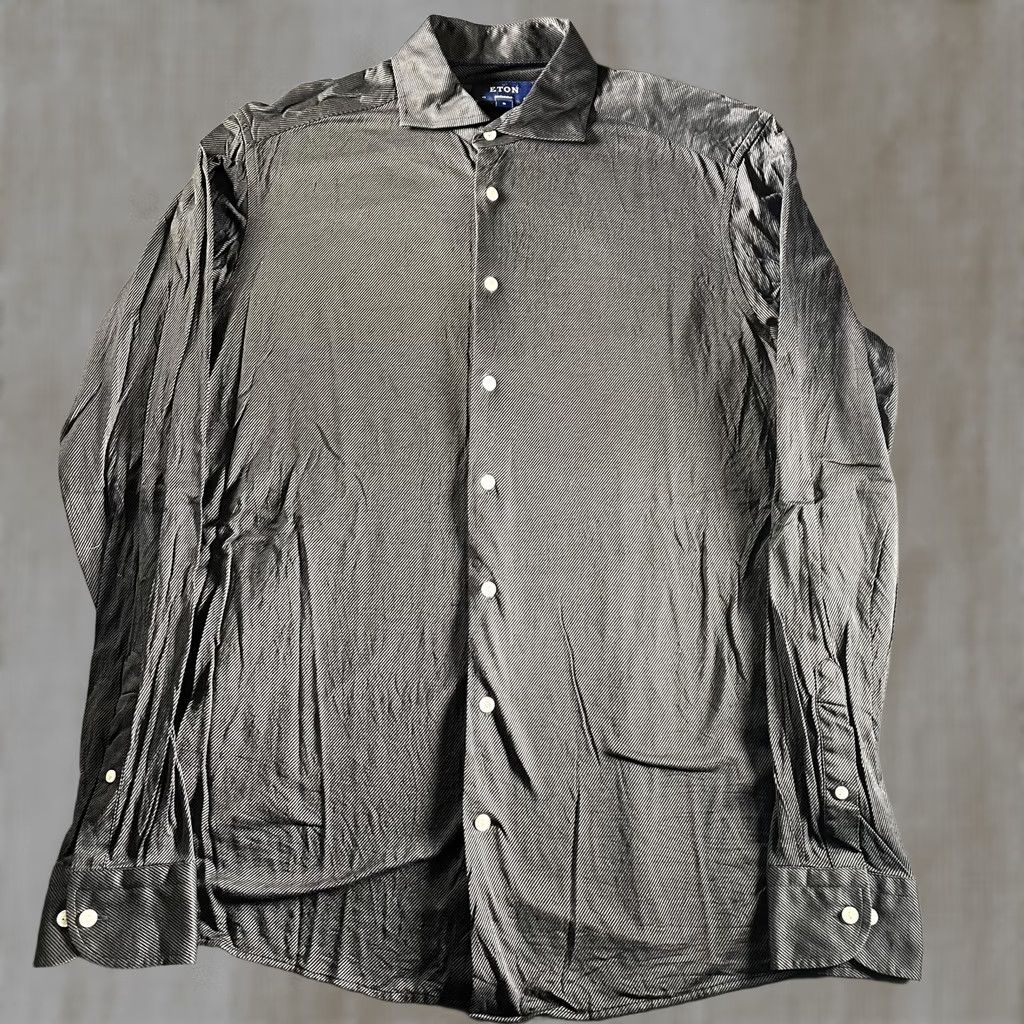 Eton Eton Dress Shirt Mens XL 43 17 Gray Black Contemporary Fit Cotton Long Sleeve Dress Shirt Shirt Men XL Gray Black Striped 100% Cotton Contemporary Fit Size 46R - 1 Thumbnail