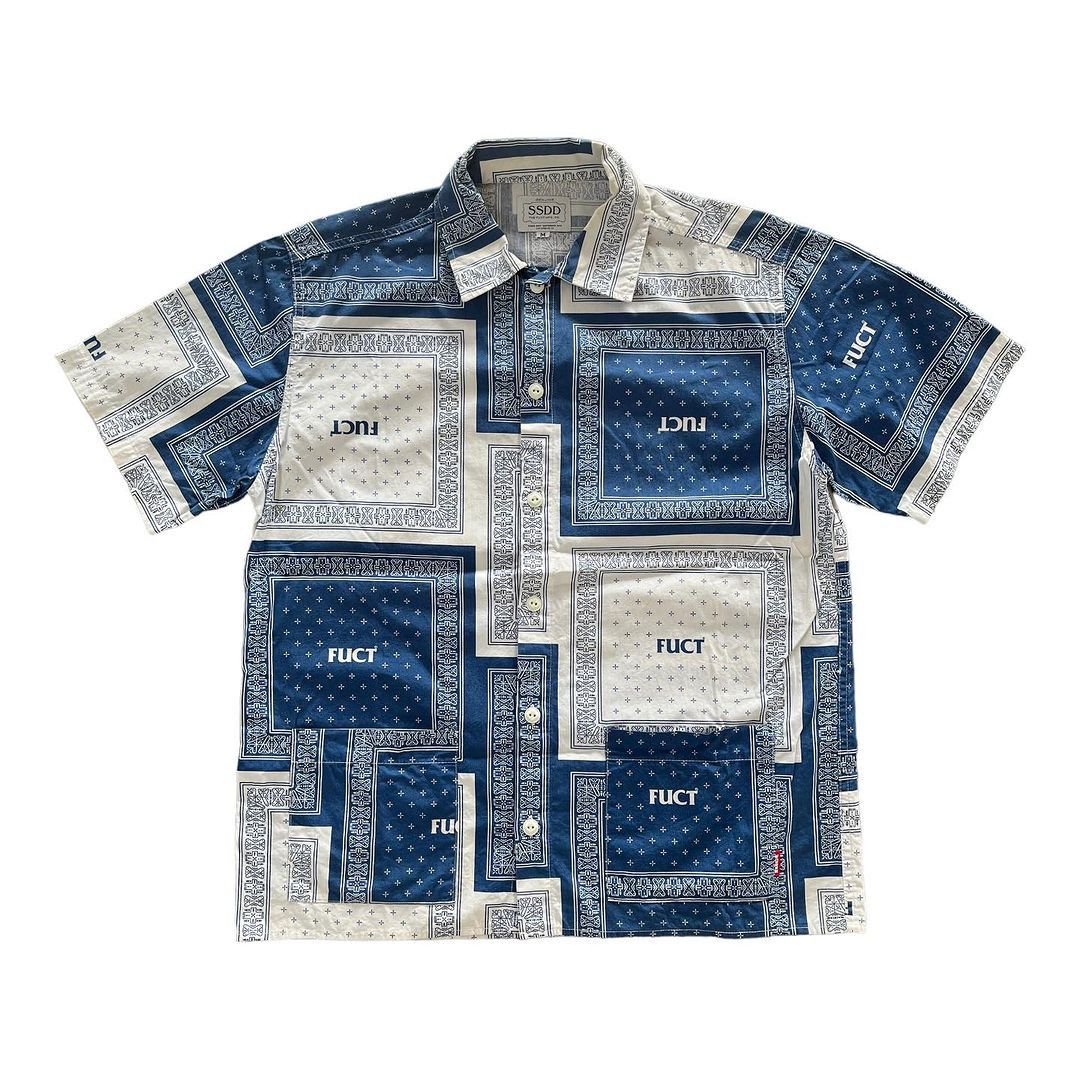 image of Fuct Ssdd Ss15 Bandana Shirt in Bandana Blue, Men's (Size Medium)