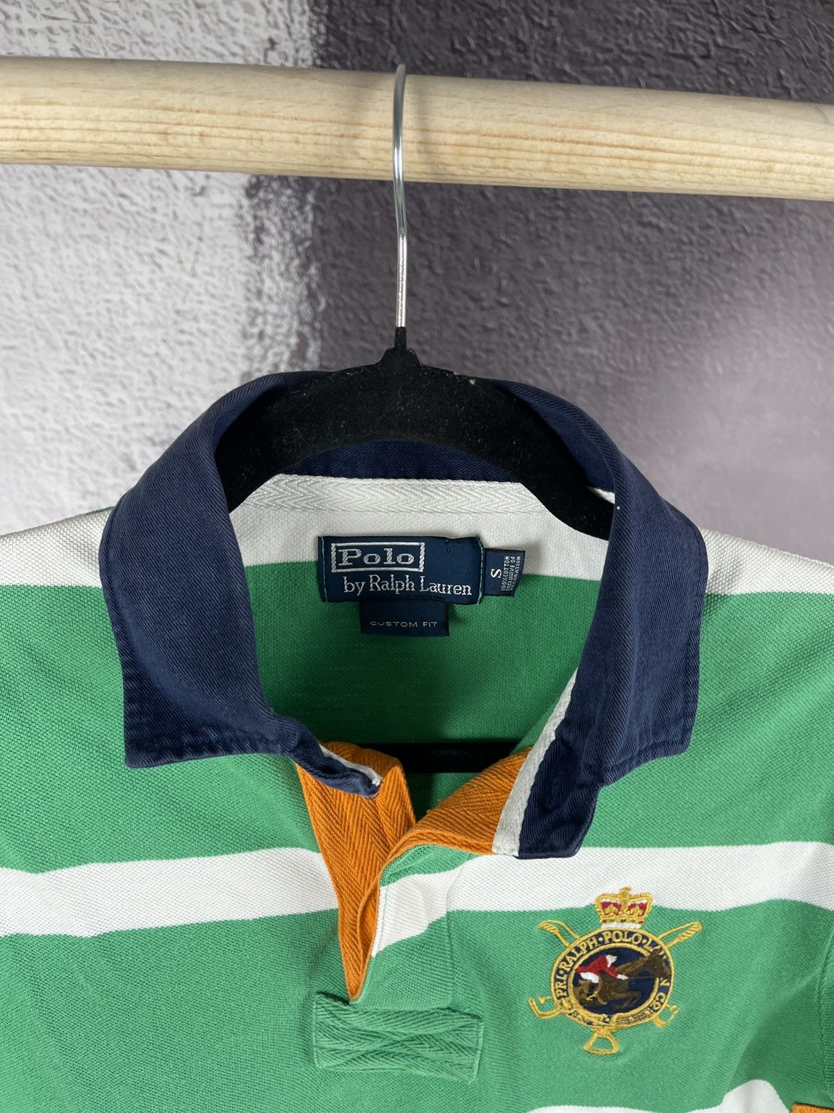 Polo Ralph Lauren Vintage 90s POLO RALPH LAUREN Equestrian Crest Striped Polo Size US S / EU 44-46 / 1 - 7 Thumbnail