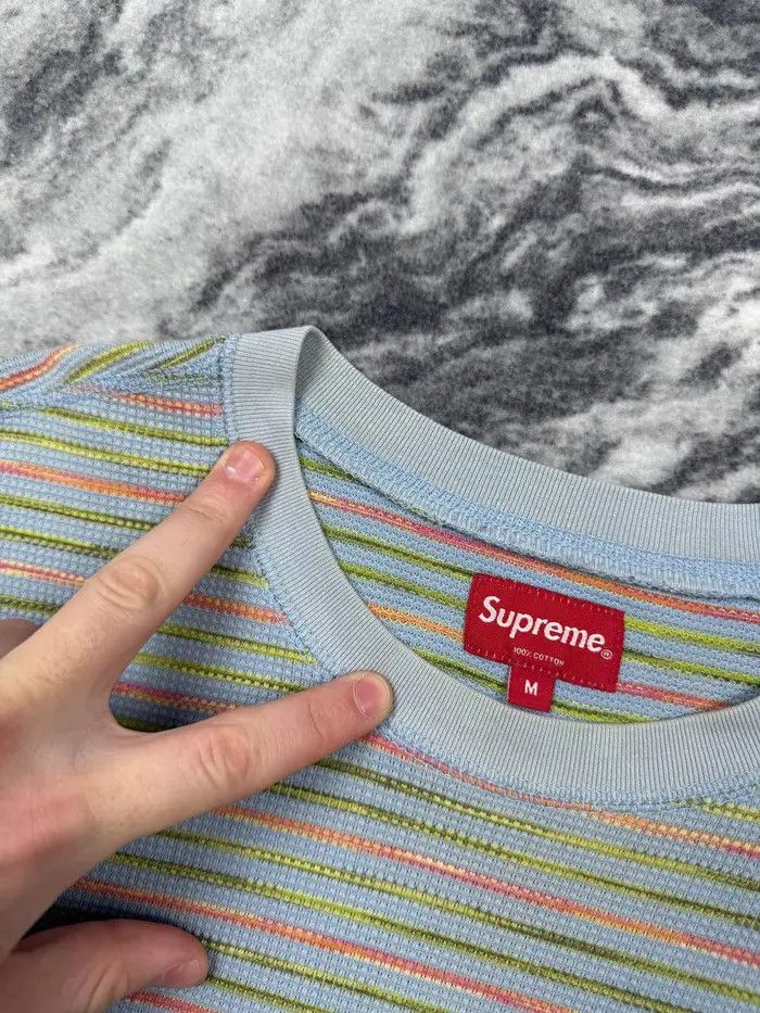 Supreme Supreme Stripe Thermal Top Short Sleeve T-Shirt Men M BLue Size US M / EU 48-50 / 2 - 7 Thumbnail