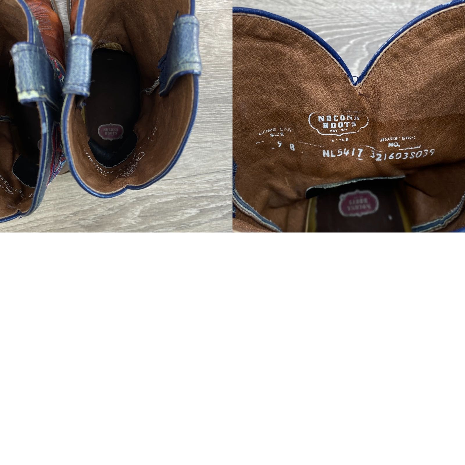 Vintage Nocona Womens 9 B Leather Brown Nadia Blue Hero Square Toe Cowboy Western Boots Size US 9 / IT 39 - 10 Thumbnail