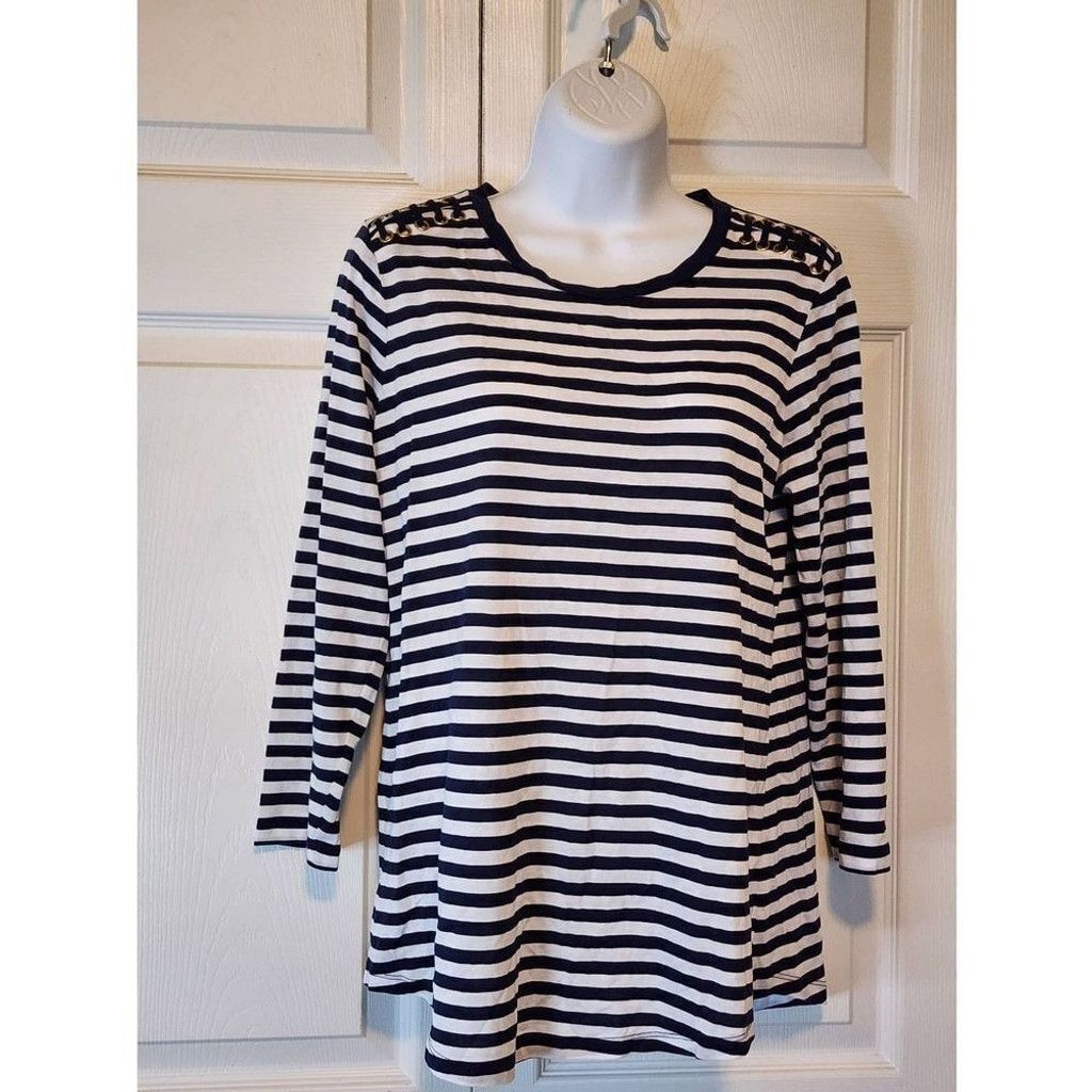 Michael Kors Michael kors Navy and White Striped Shirt Size XS / US 0-2 / IT 36-38 - 1 Thumbnail