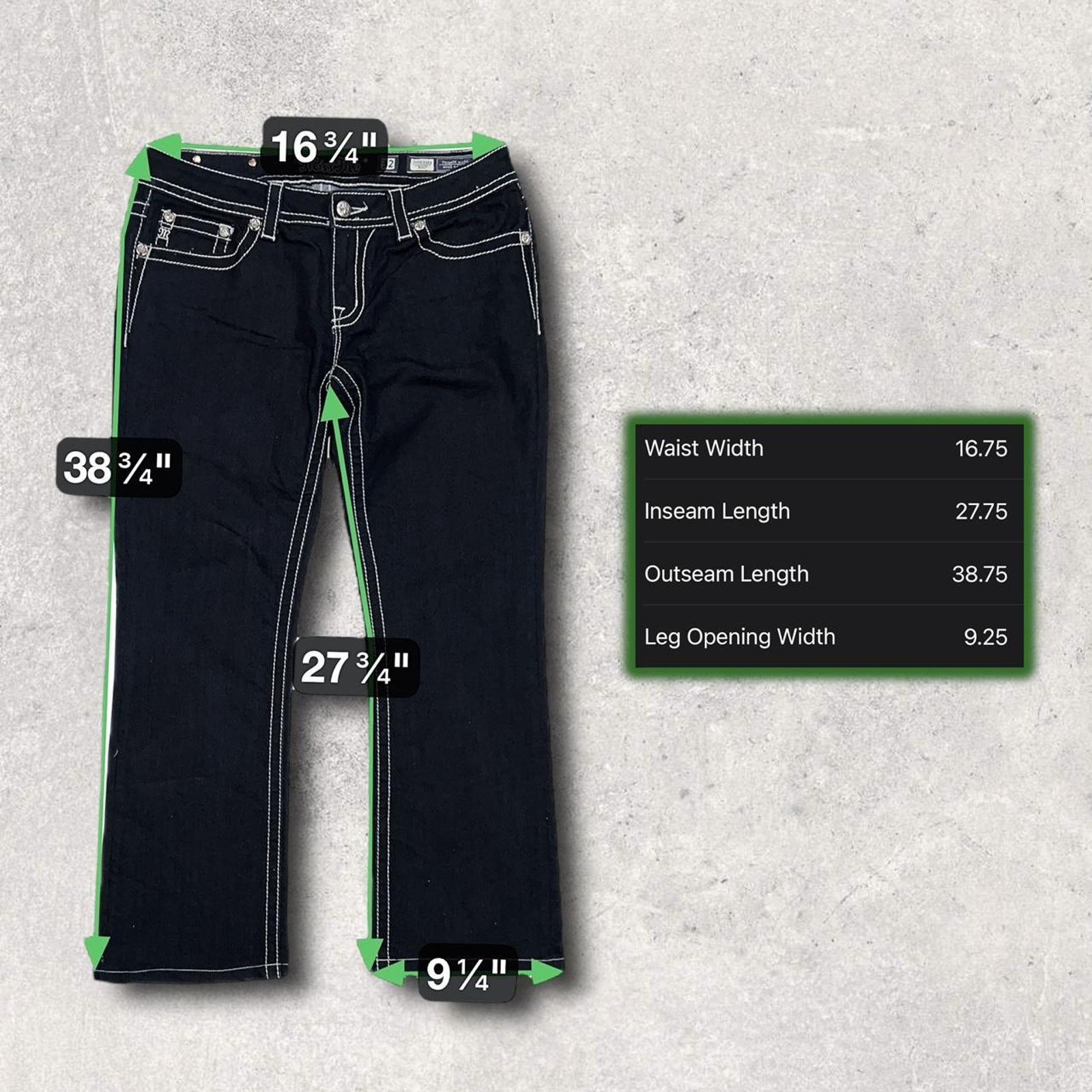 Miss Me Miss Me (Y2K) Dark Bootcut Jeans w/ Rhinestone Cross Design Size 32" / US 10 / IT 46 - 5 Thumbnail
