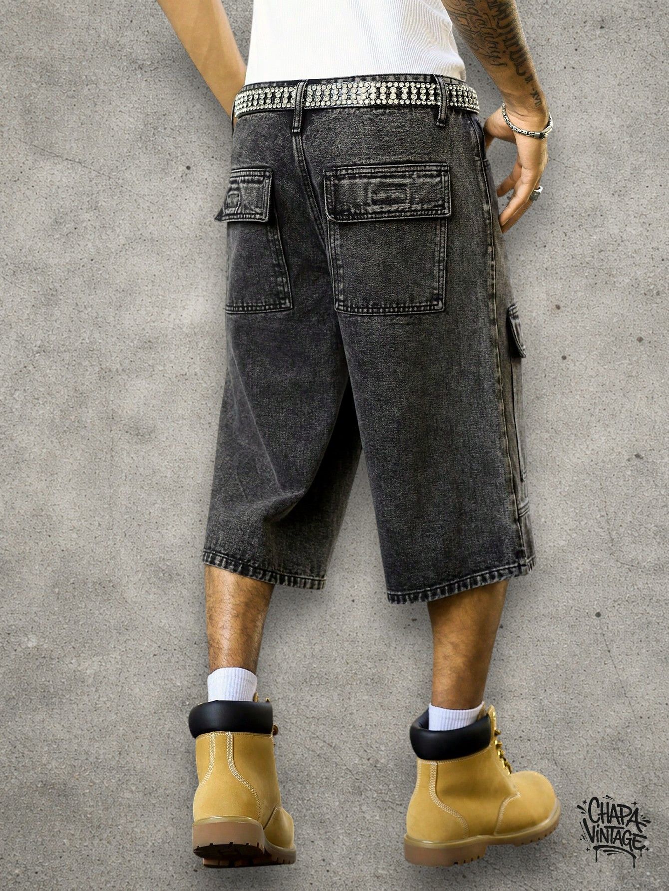 Japanese Brand Cargo gray denim jorts Size US 32 / EU 48 - 4 Thumbnail