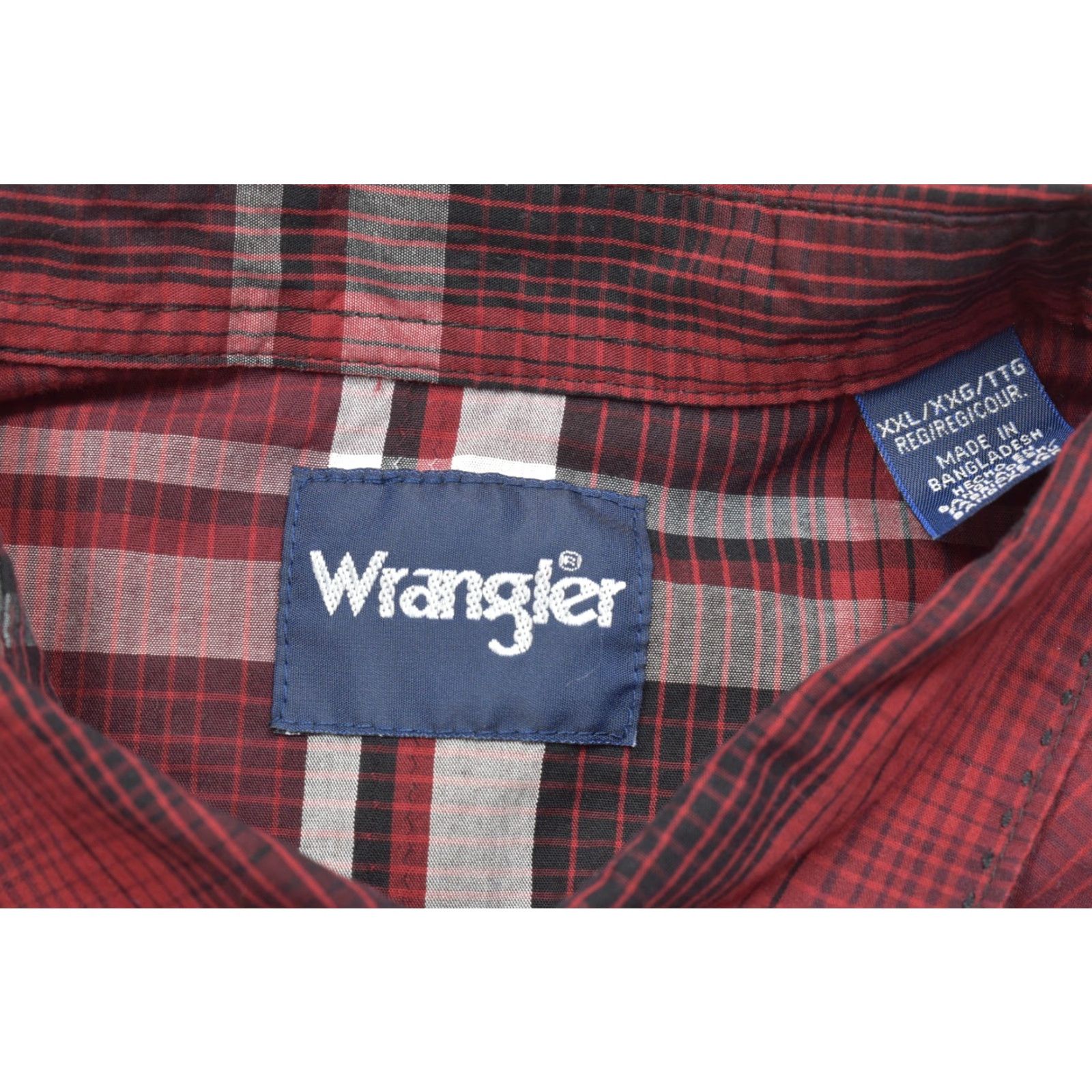 Wrangler Wrangler Men's XXL Western Snap Button Plaid Long Sleeve Shirt Red Black White Size US XXL / EU 58 / 5 - 6 Thumbnail