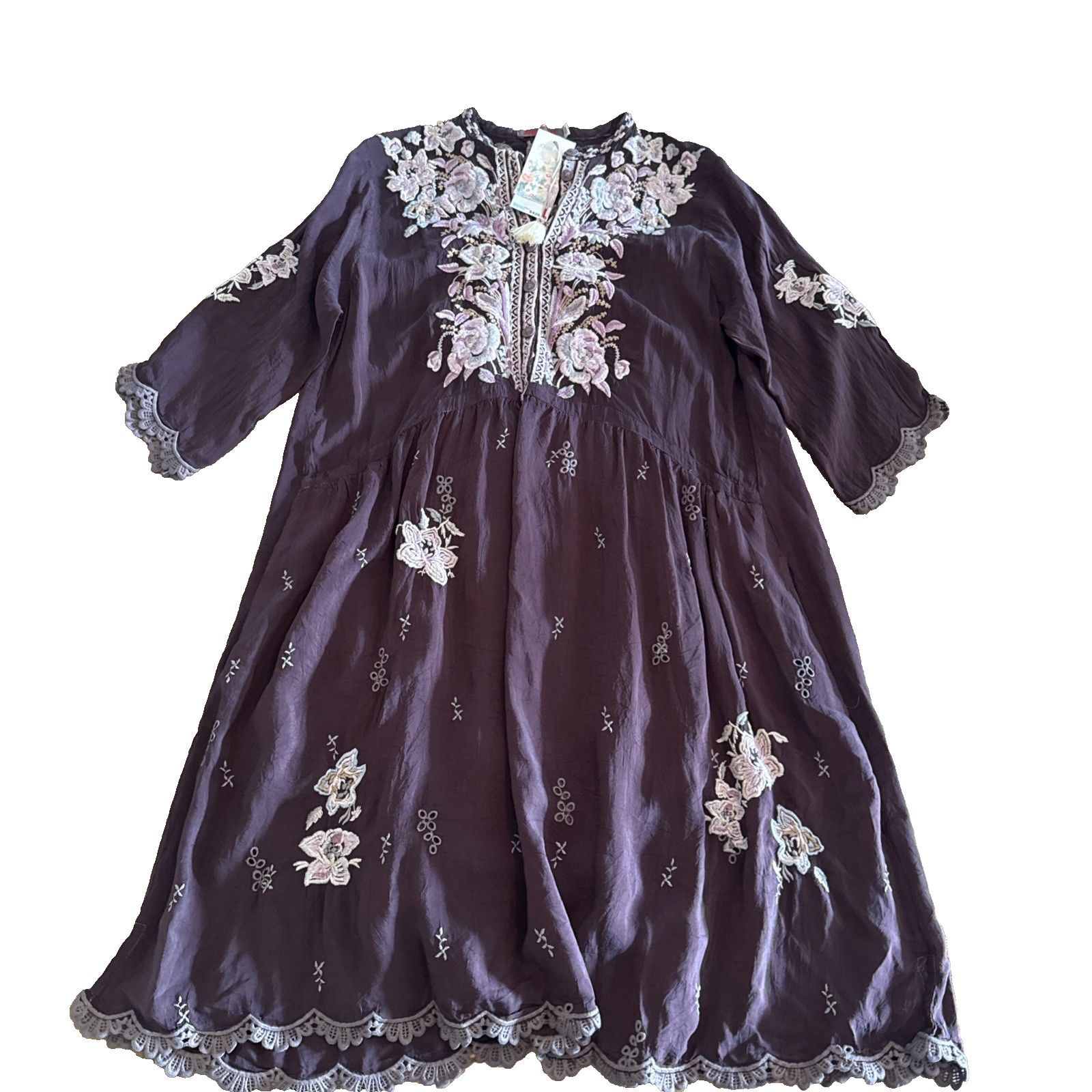 Johnny Was Johnny Was Triana Embroidered Button slip Plum brown Small Size S / US 4 / IT 40 - 4 Thumbnail