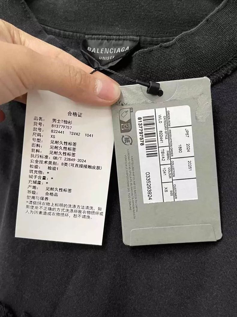 Balenciaga Balenciaga Black Gray Distressed Short Sleeve Top-2505 Size US XS / EU 42 / 0 - 7 Thumbnail