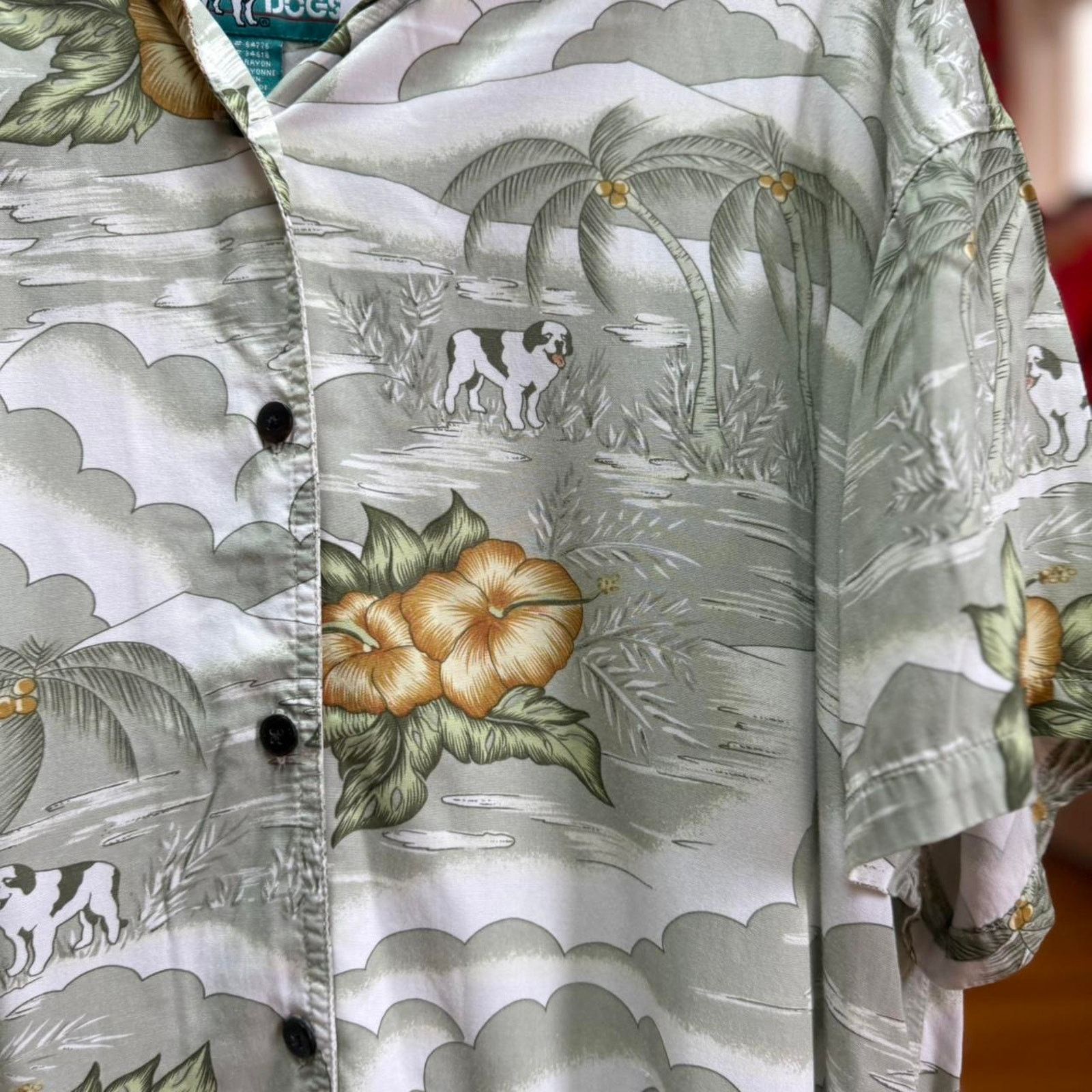 Big Dogs × Vintage Vintage 90s Big Dogs Hawaiian Print Button Up Shirt Size US XL / EU 56 / 4 - 3 Thumbnail