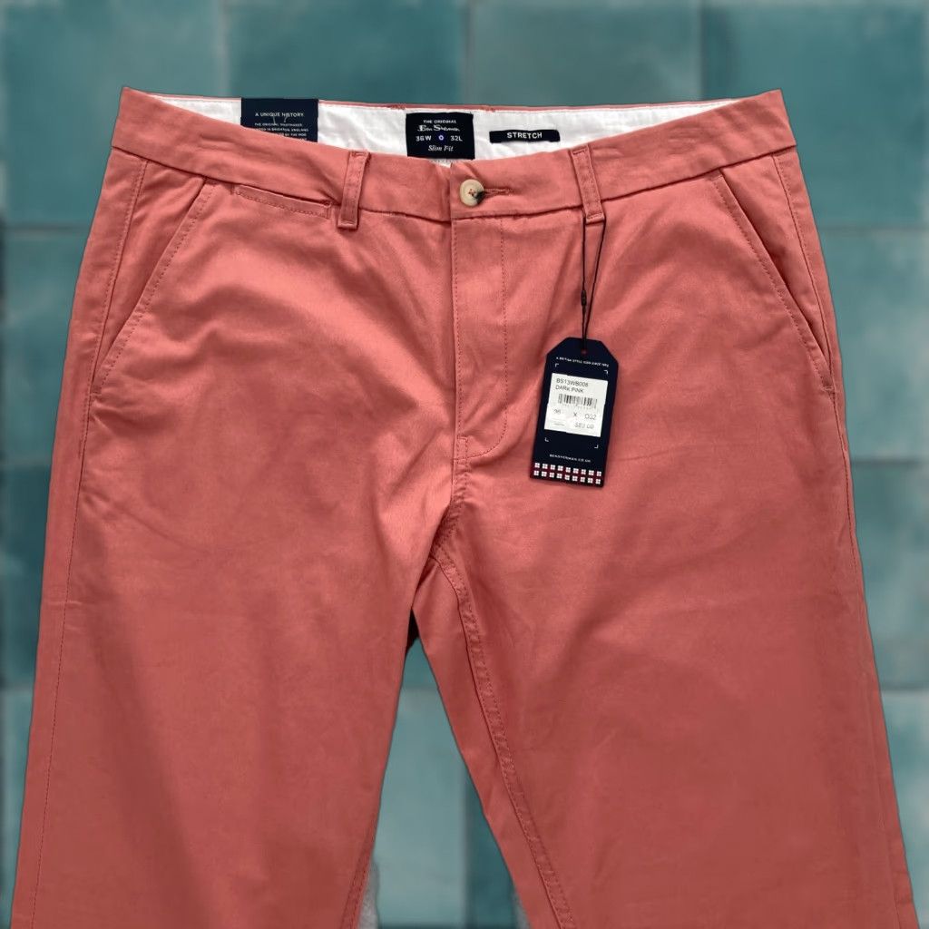 Ben Sherman Ben Sherman Chino Pants Mens 36x32 Slim Straight Pink Stretch Preppy Casual NWT Size US 36 / EU 52 - 1 Thumbnail