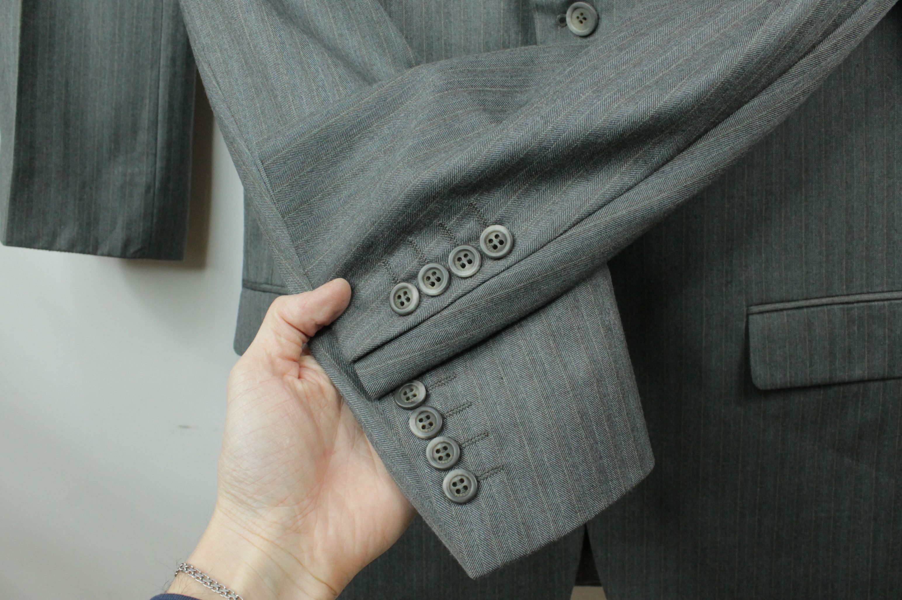 Versace Versace Micro Herringbone Gray Wool Formal Men's Suit Size 40R - 6 Thumbnail