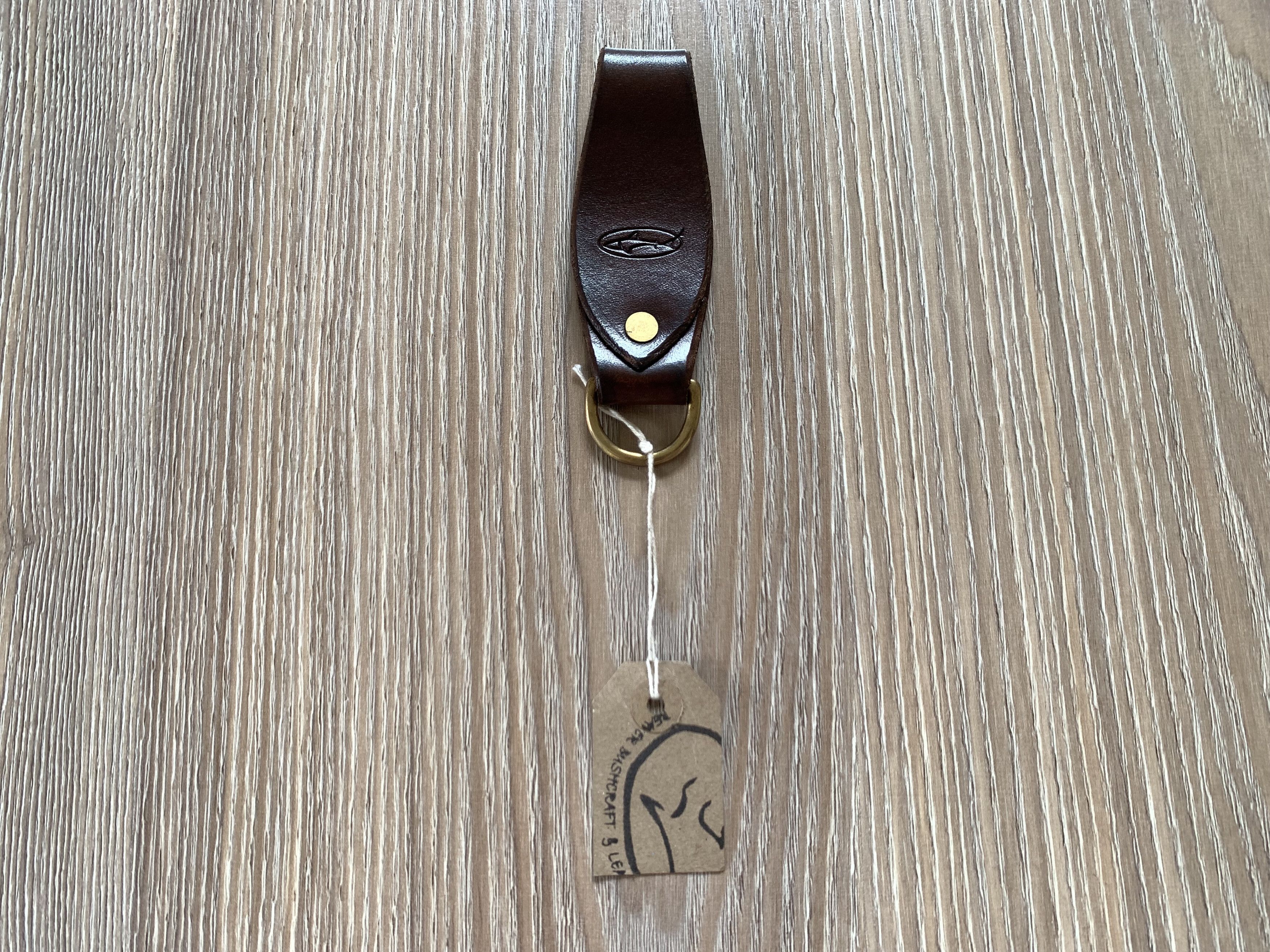 Handmade Brown Classic Leather Keychain With Embossing Size ONE SIZE - 2 Thumbnail