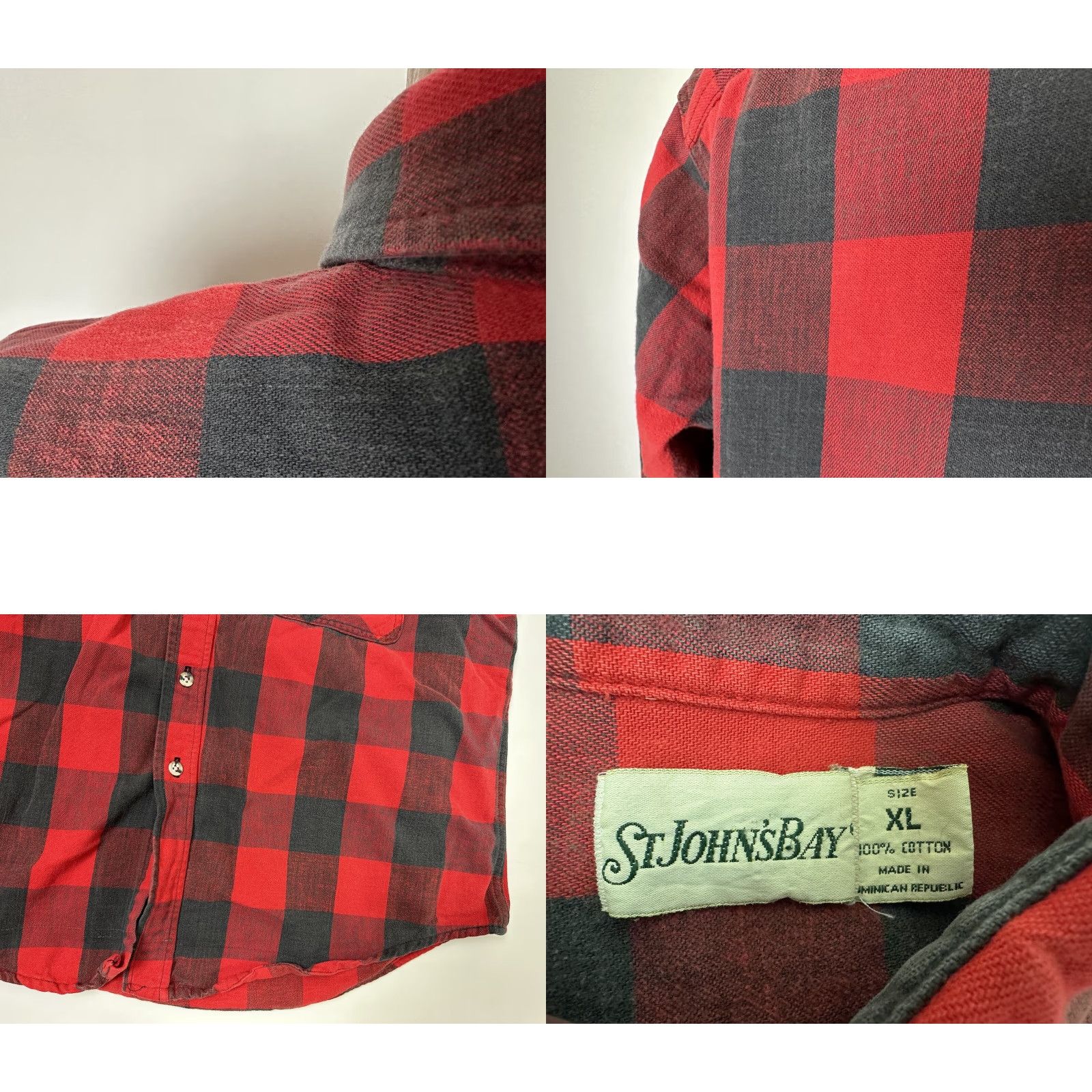 Vintage VINTAGE St. John's Bay Heavyweight Flannel Shirt Men XL Buffalo Plaid Button-Up, Long Sleeve, Red, Cotton, 80s 90s Inspired, Work/Casual, Mens Size US XL / EU 56 / 4 - 9 Thumbnail