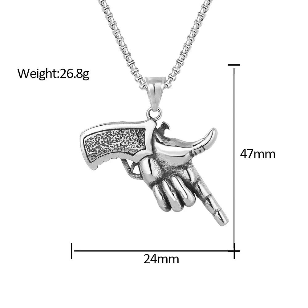 Jewelry Creative Pistol Gesture Pendant Necklaces Size ONE SIZE - 2 Thumbnail