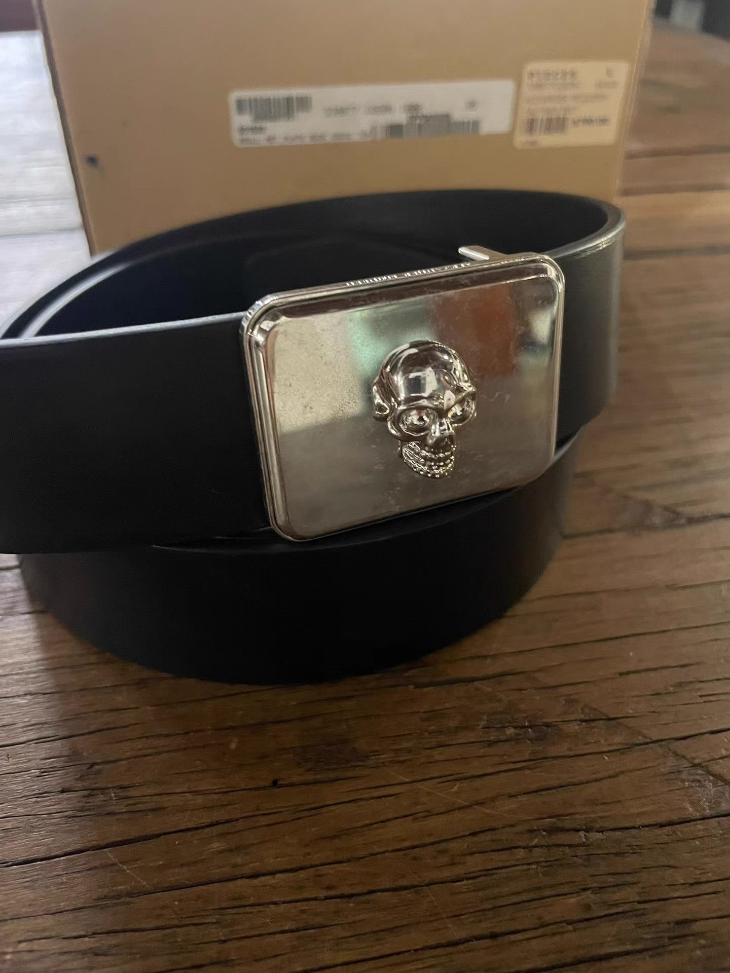 Alexander McQueen Alexander McQueen Black Embossed Silver Skull Belt Ｑ25 Size ONE SIZE - 4 Thumbnail