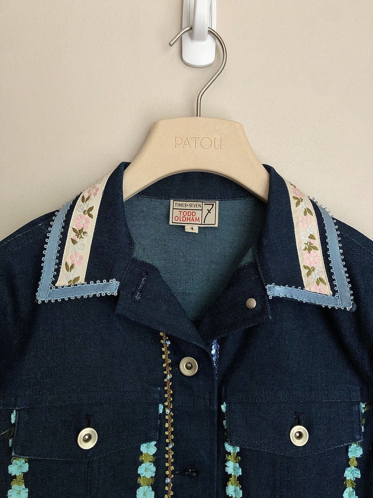 Todd Oldham Todd Oldham Vintage Sequin, Lace, Floral Trim Denim Jacket Size M / US 6-8 / IT 42-44 - 2 Thumbnail