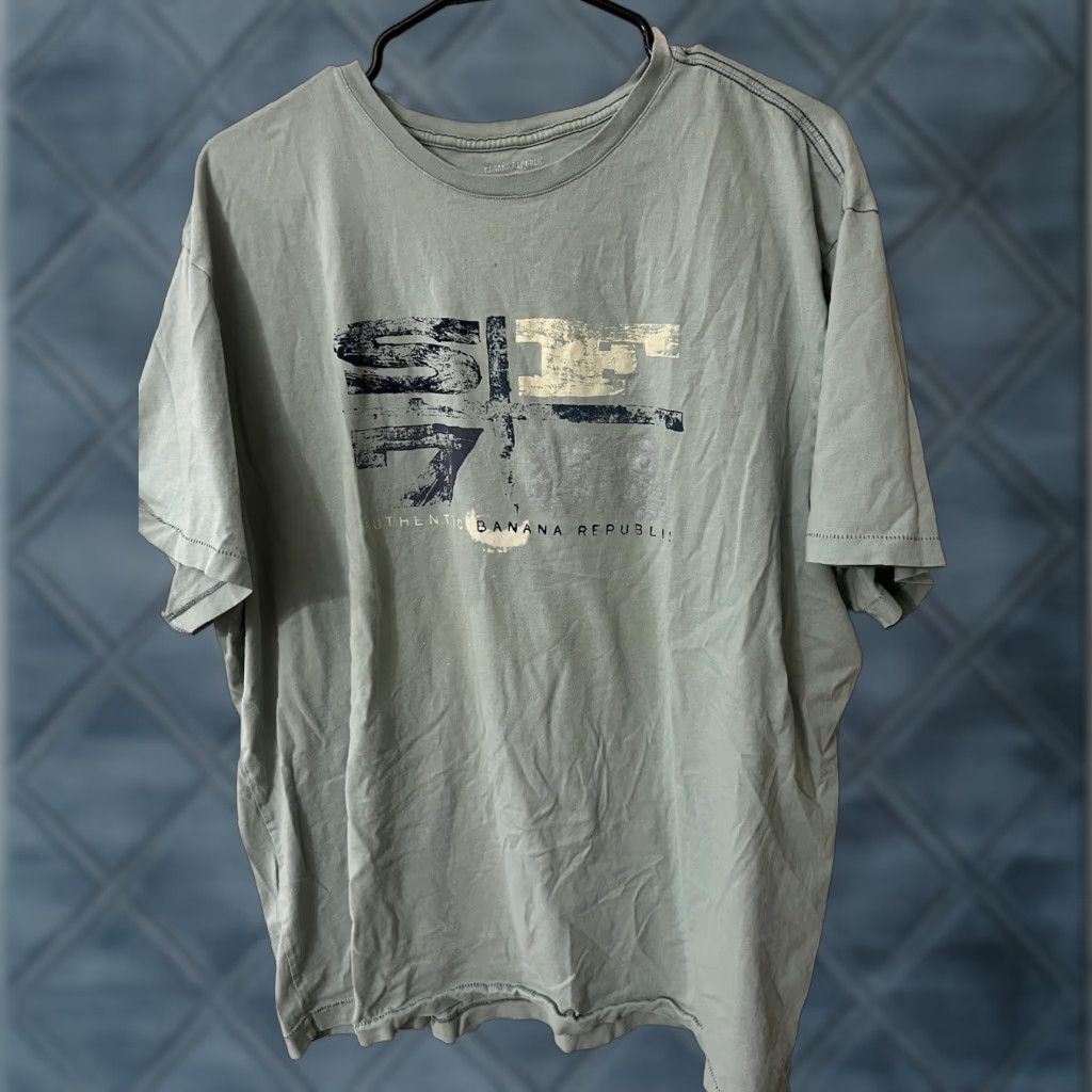 Banana Republic VINTAGE Banana Republic T-Shirt Shirt Men 2XL Green Graphic Print Cotton Crew Neck Green Tropical 90s Mens Size US XXL / EU 58 / 5 - 1 Thumbnail