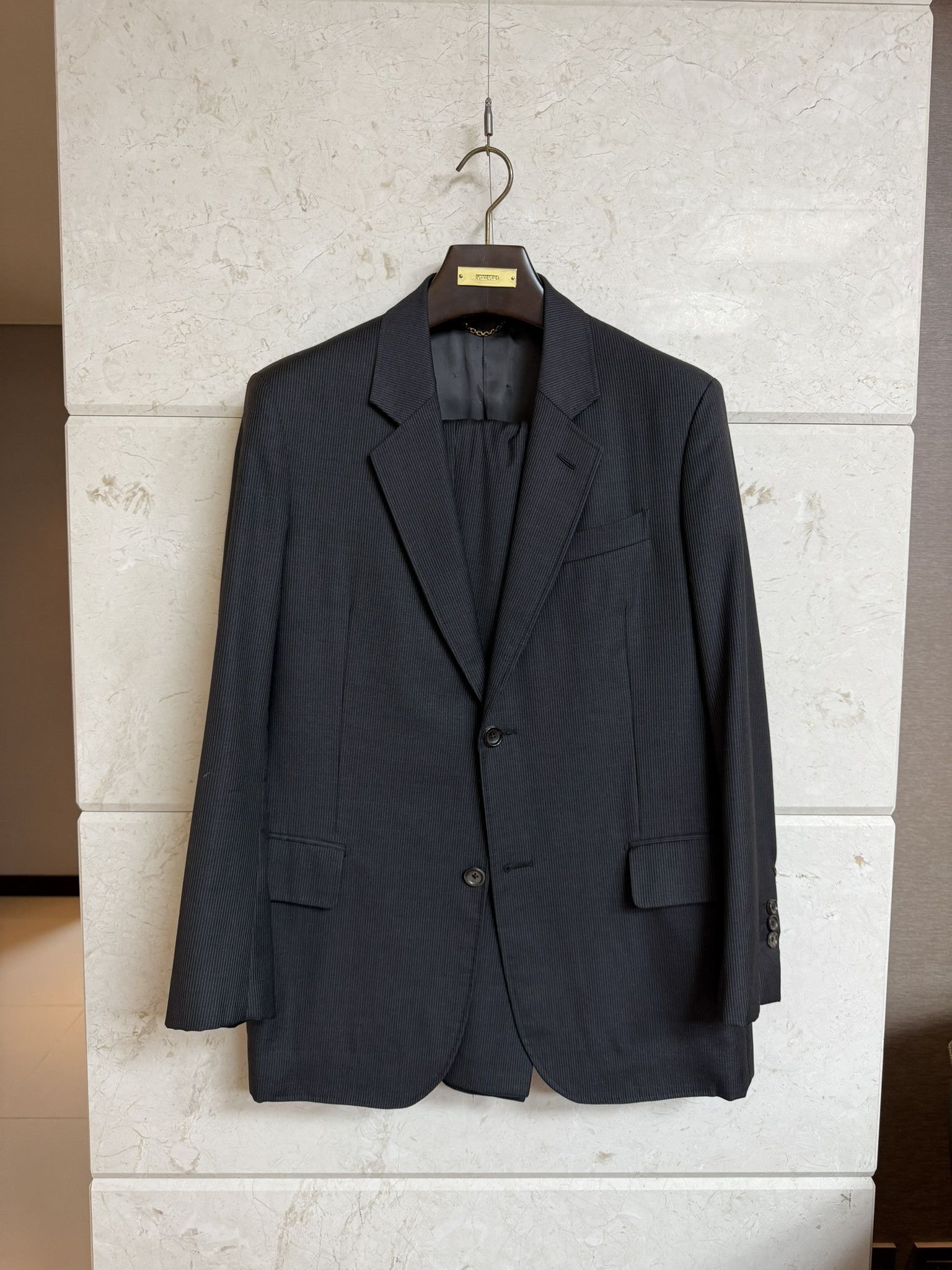 Louis Vuitton LOUIS VUITTON / Tailor Made Charcoal Stripe Suit / 50 Size 40R - 1 Thumbnail