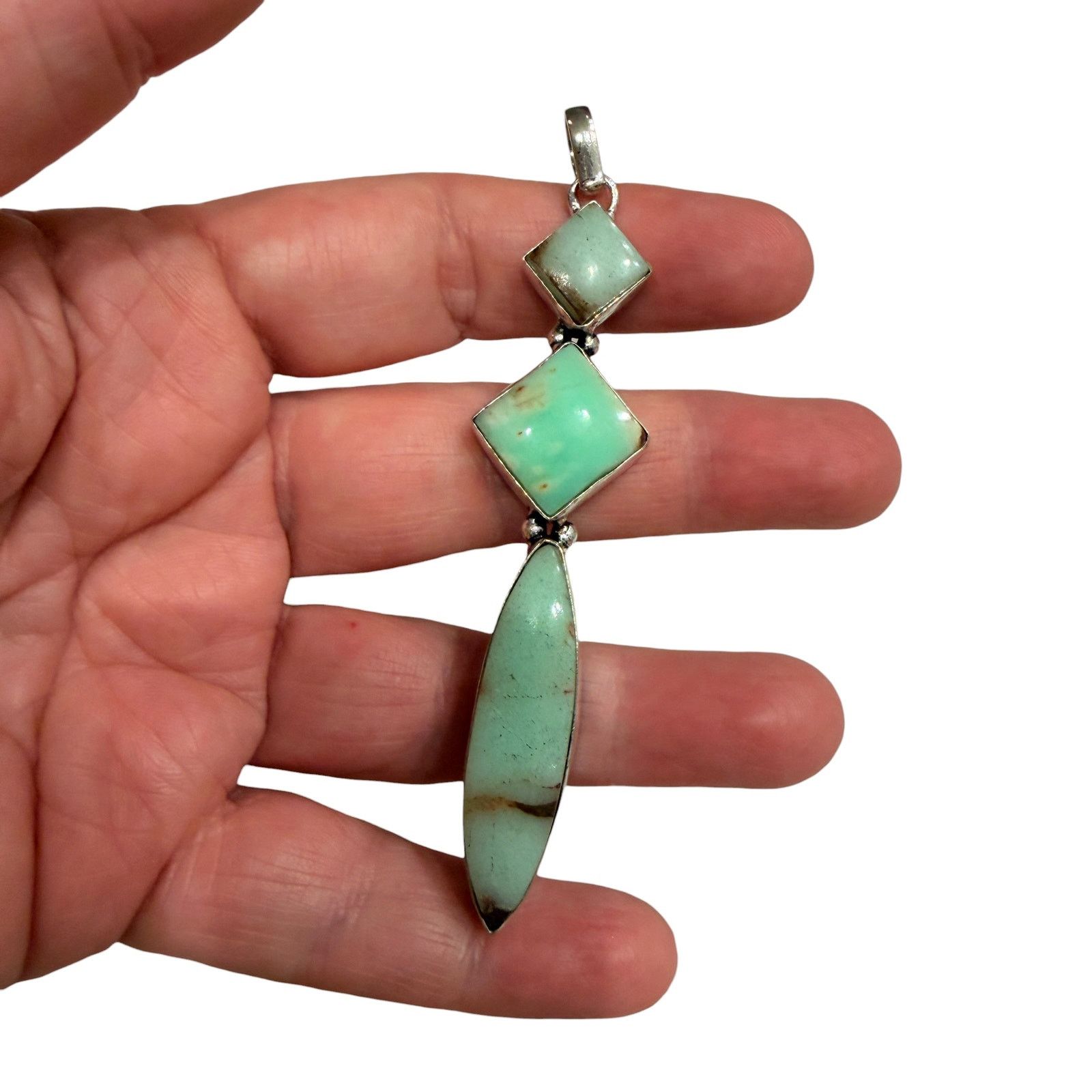 The Unbranded Brand Chrysoprase Geometric Pendant 925 Silver Overlay Size ONE SIZE - 4 Thumbnail