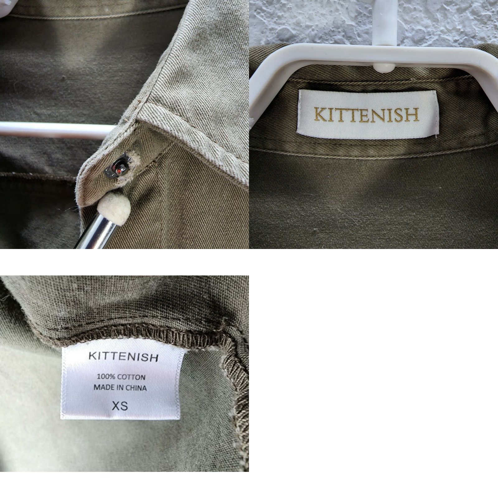 Olive VINTAGE Kittenish Olive Green Snap Buttons Cotton Front Pockets Utility Shirt XS Women Adults Womens Shirts Size XS / US 0-2 / IT 36-38 - 8 Thumbnail