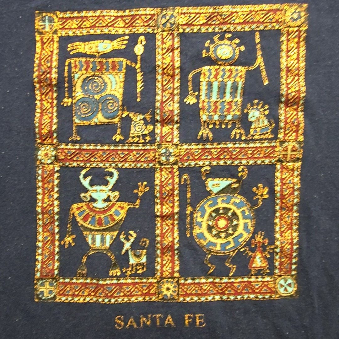 Tultex Vintage Santa Fe Graphic Tee Tribal Print Blue L Shirt 90s Size US L / EU 52-54 / 3 - 2 Thumbnail