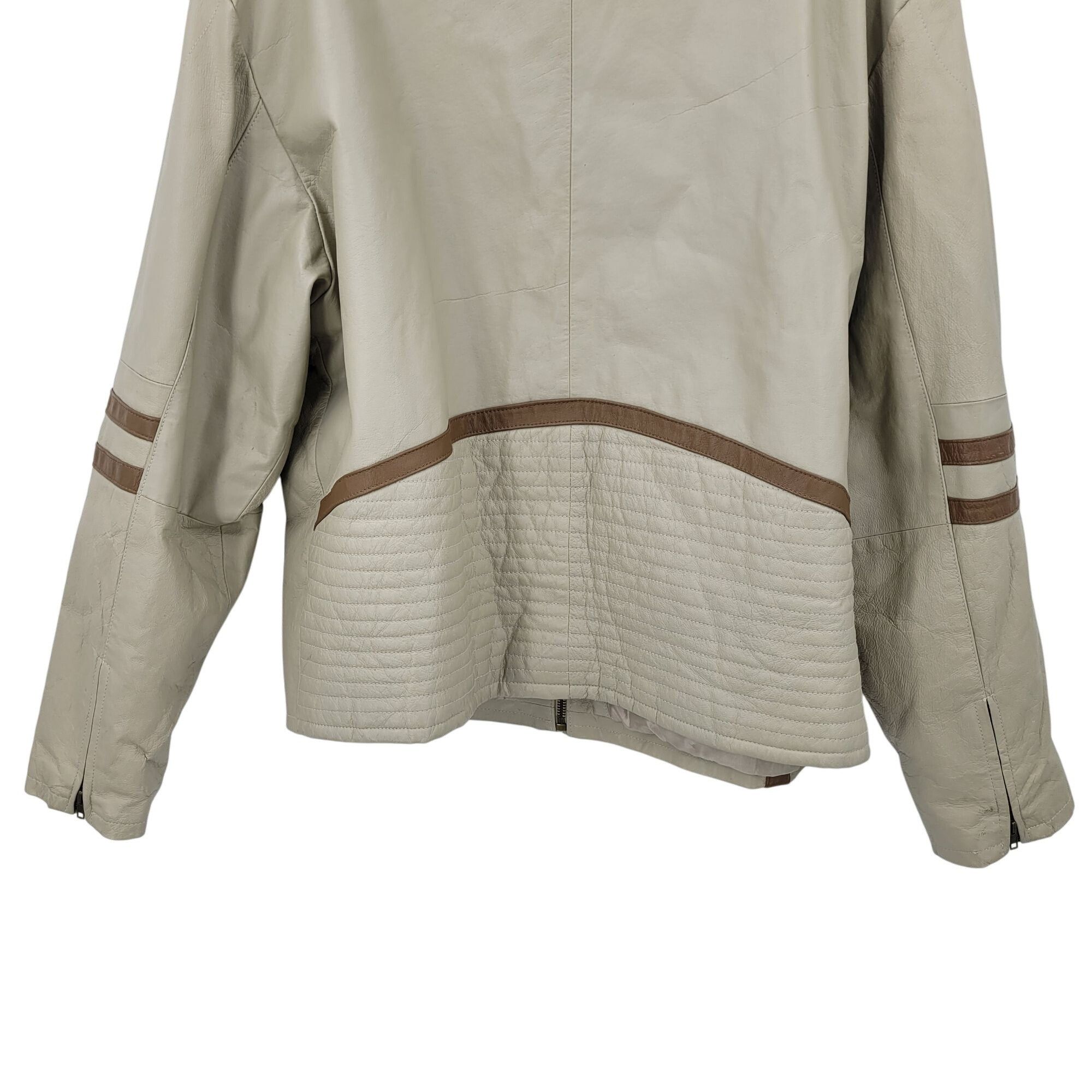 Vintage Vtg 90s Frequency Tan Genuine Leather Motorcycle Jacket Sz X Size US XXL / EU 58 / 5 - 11 Thumbnail