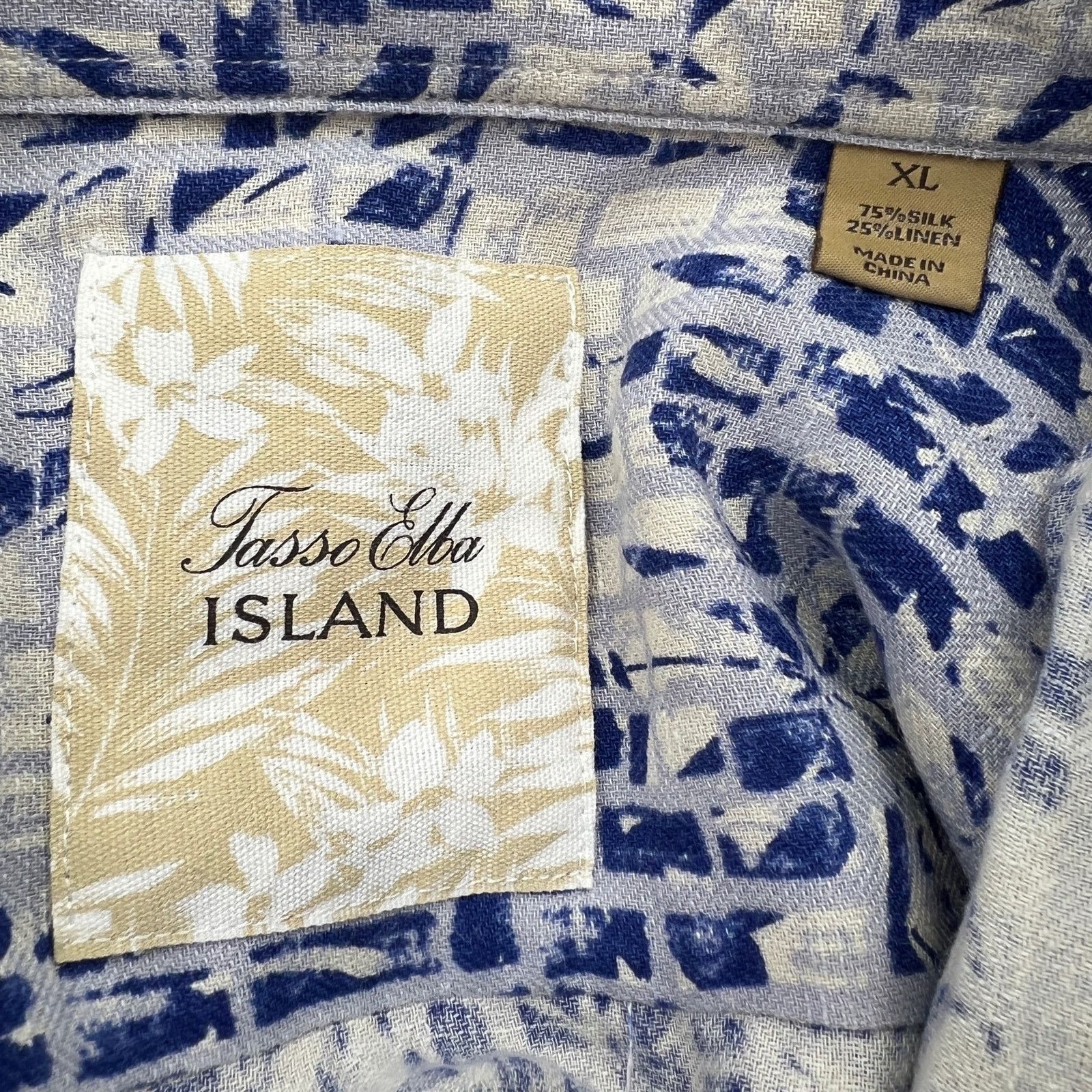 Tasso Elba Tasso Elba Island Silk & Linen Printed Button Up Shirt Blue Size US XL / EU 56 / 4 - 3 Thumbnail