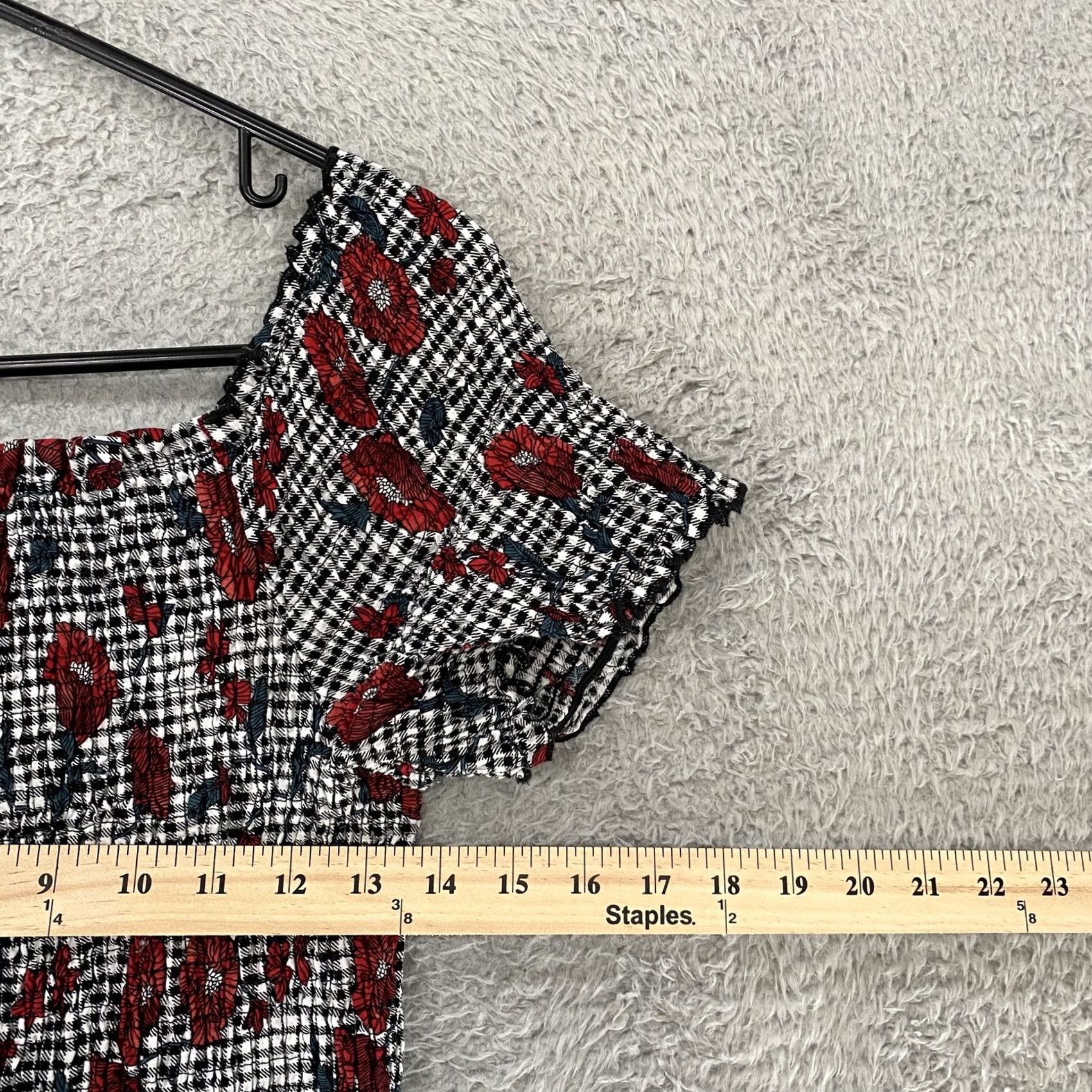 Vintage VINTAGE City Chic Dress Womens XS/14 Off Shoulder Gingham Floral Pockets Fit Flare Size XL / US 12-14 / IT 48-50 - 5 Thumbnail