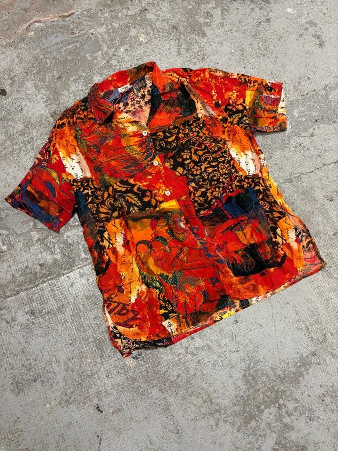Vintage 2000s Iceberg Red Exotic Painting Print Shirt Size US M / EU 48-50 / 2 - 4 Thumbnail